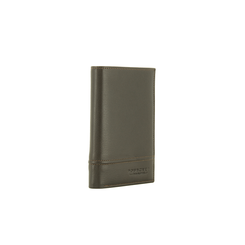 Calfskin leather credit-card holder POURCHET Brown