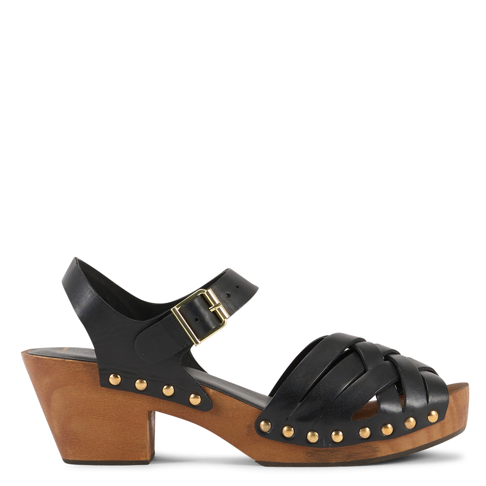 Sandales compensées en cuir LEON & HARPER Noir