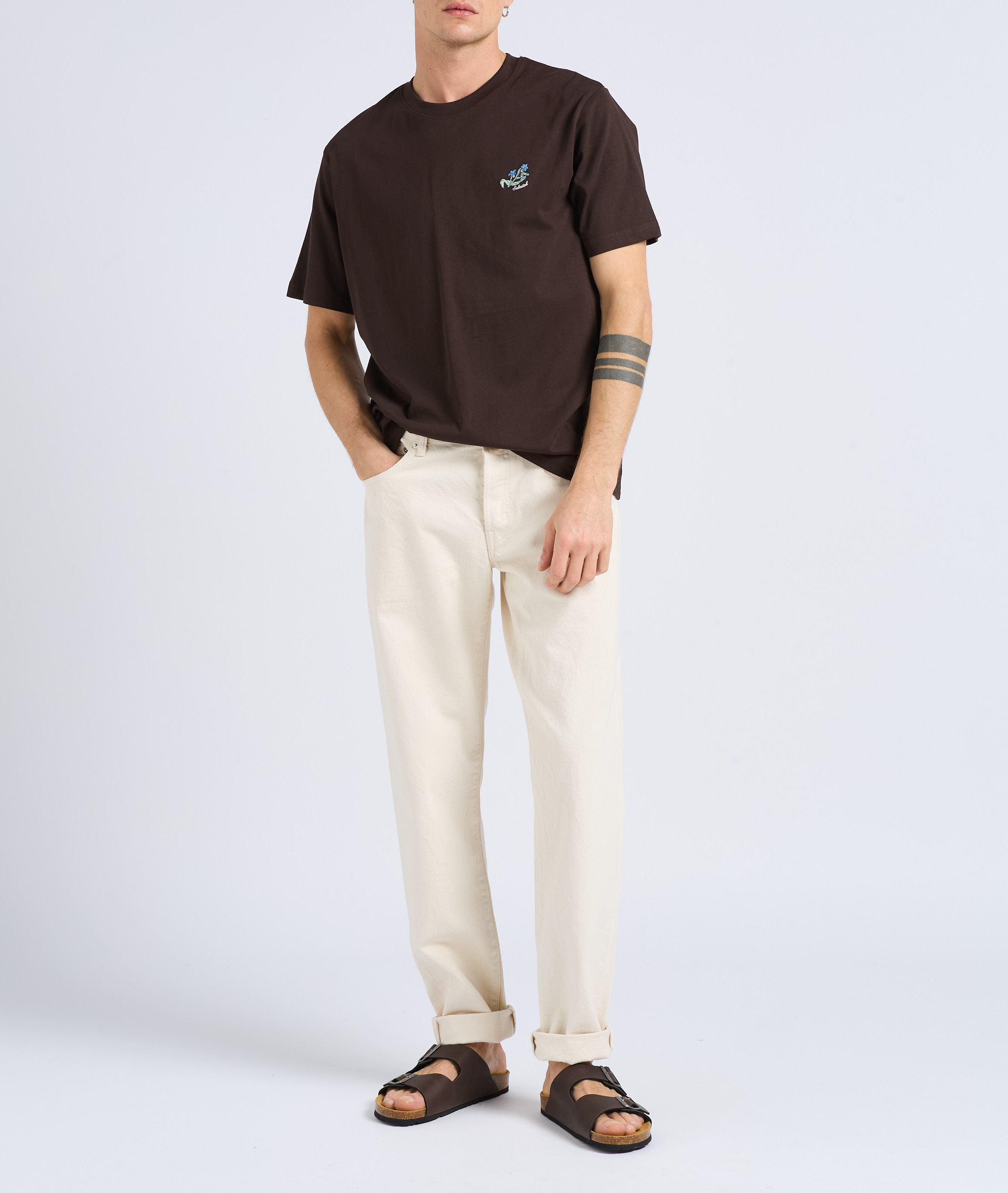 Jean regular-fit tapered en coton aspect tacheté EDWIN Beige