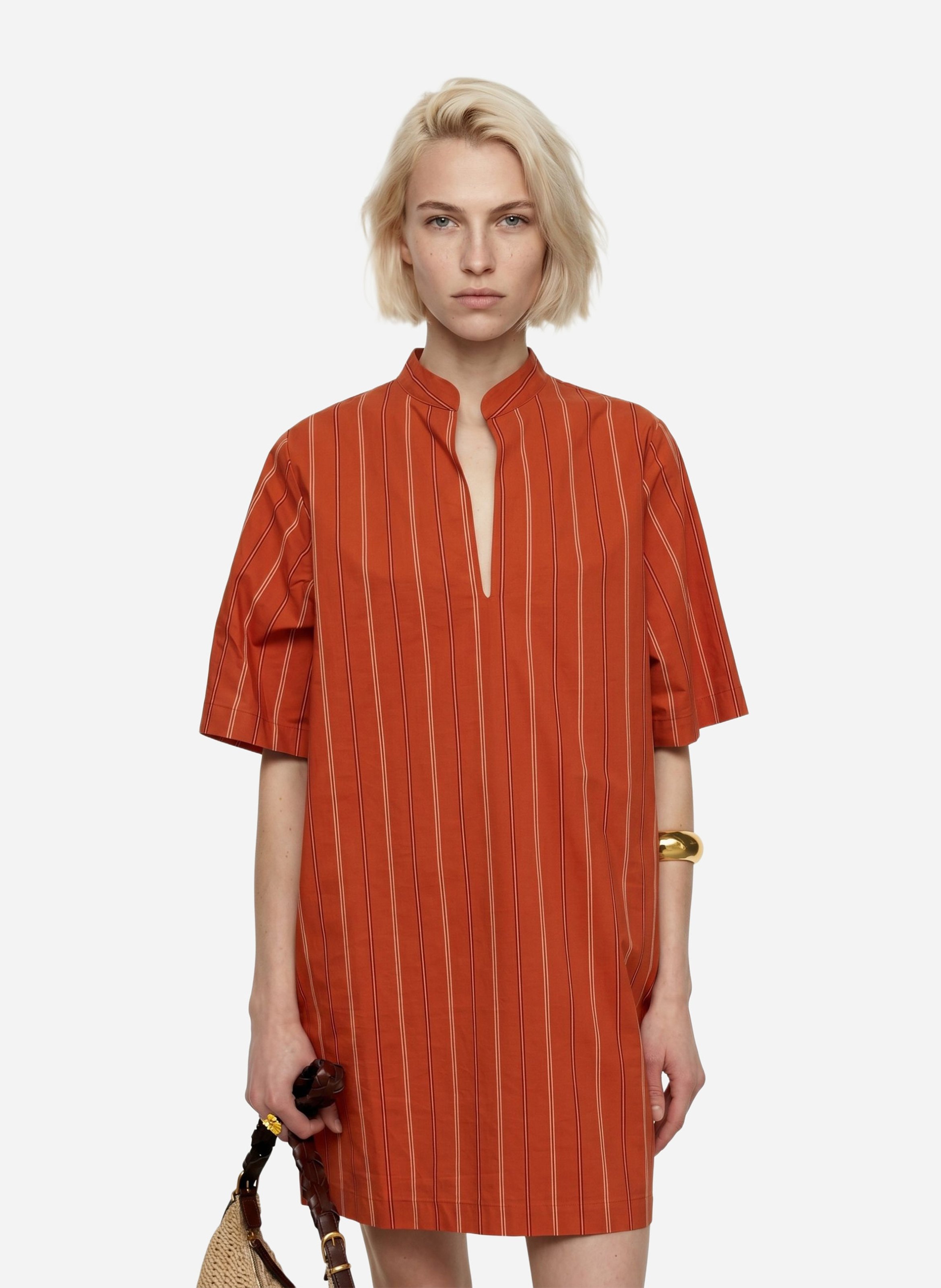 Robe courte droite à rayures VANESSA BRUNO Orange