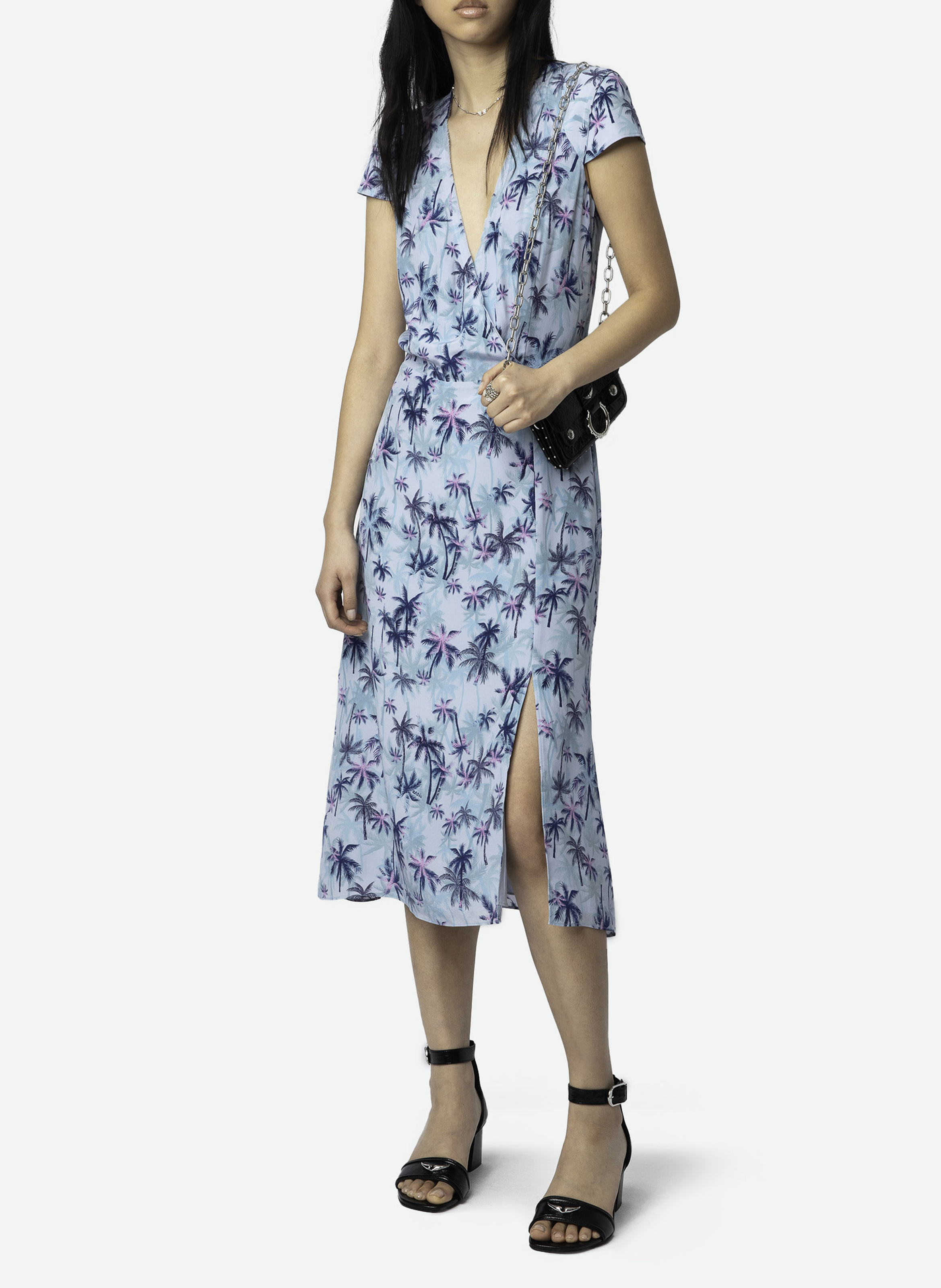 Midi-Seidenkleid mit V-Ausschnitt ZADIG&VOLTAIRE Blau