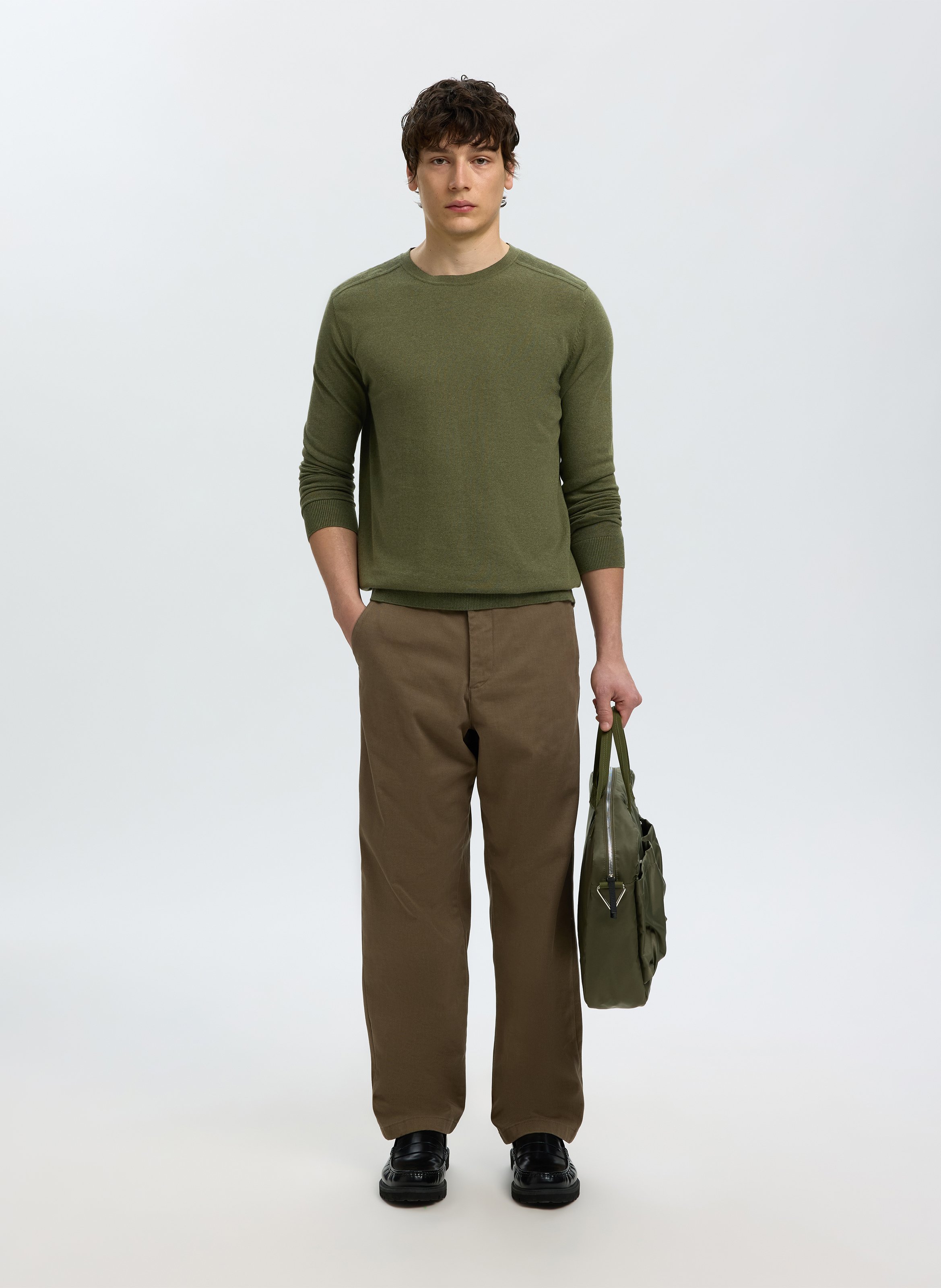 Baumwollpullover SELECTED Grun