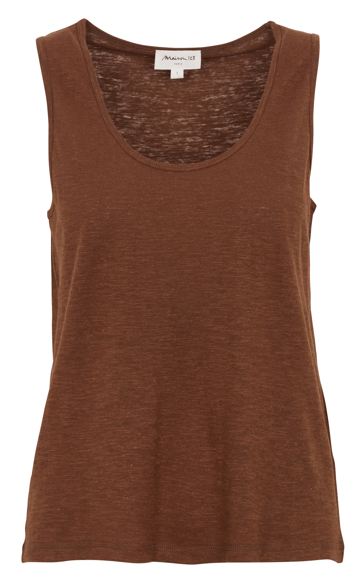 Straight cotton-blend round-neck tank top MAISON 123 Beige