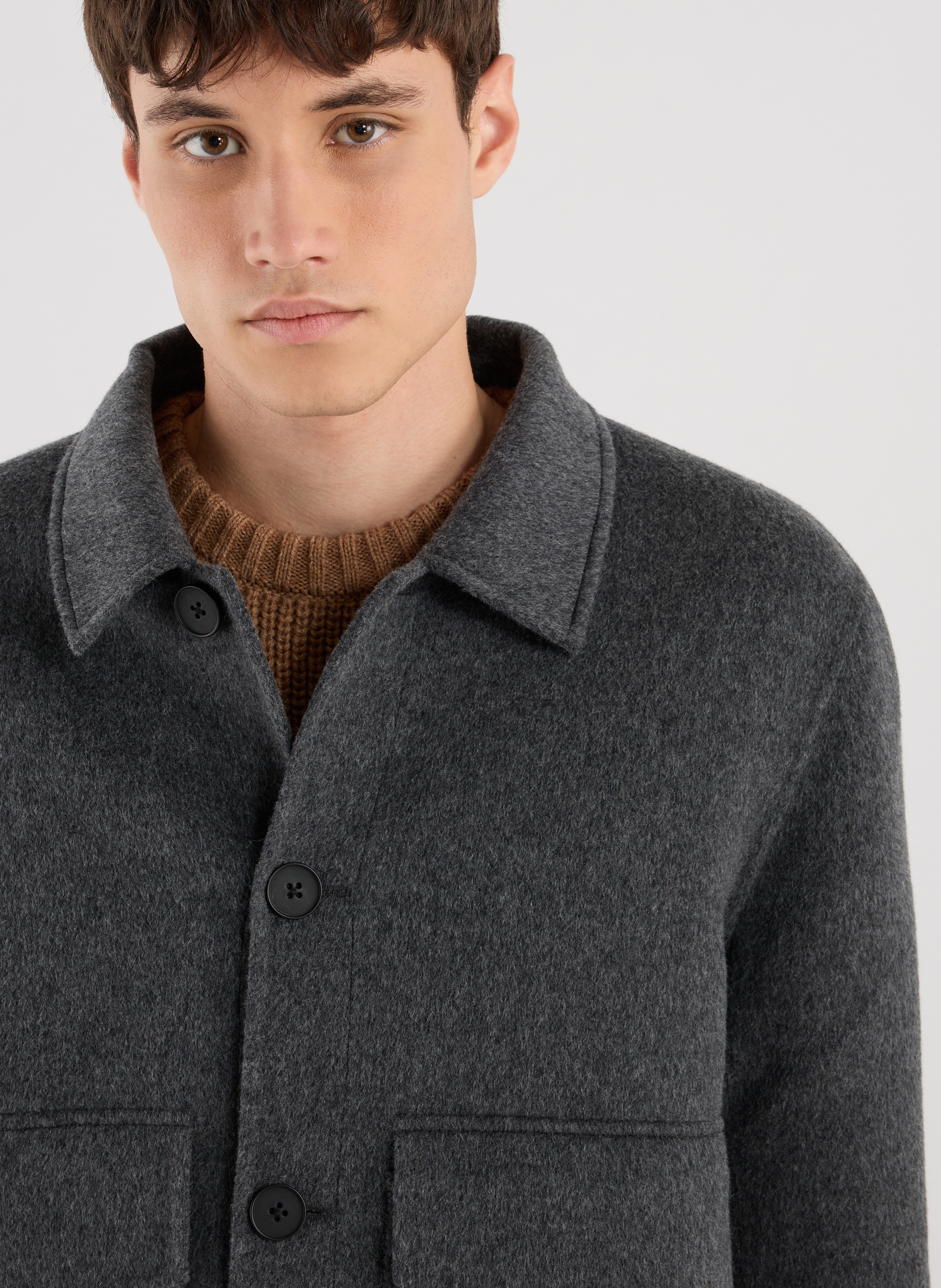 Veste droite col classique en laine SAISON 1865 Gris