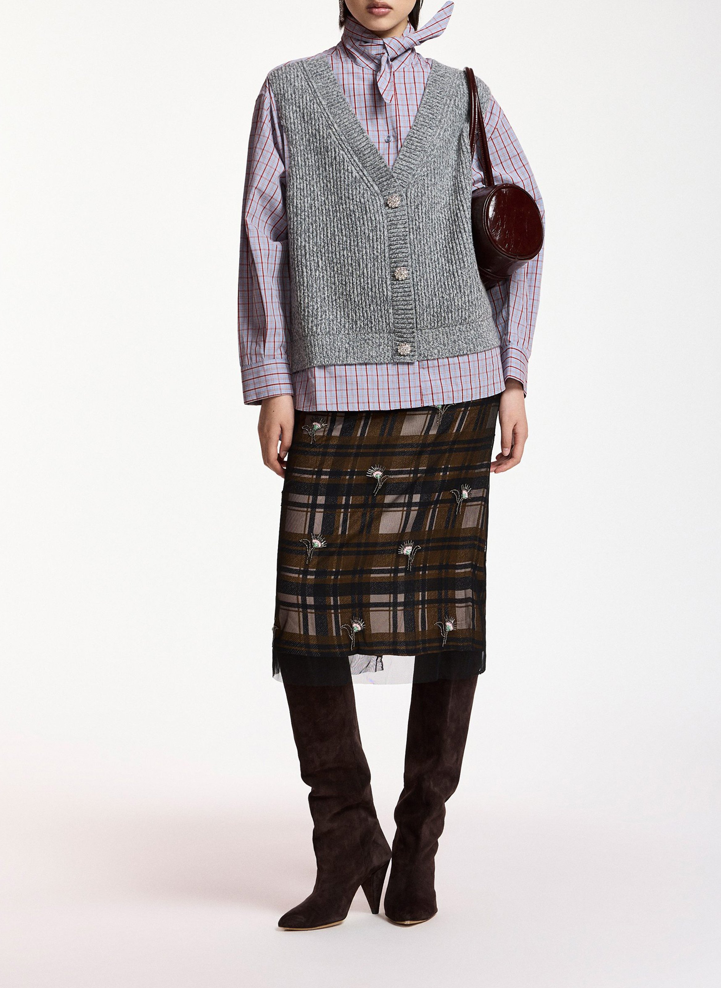 Oversized wollen overhemd met laagjes ESSENTIEL ANTWERP Grijs