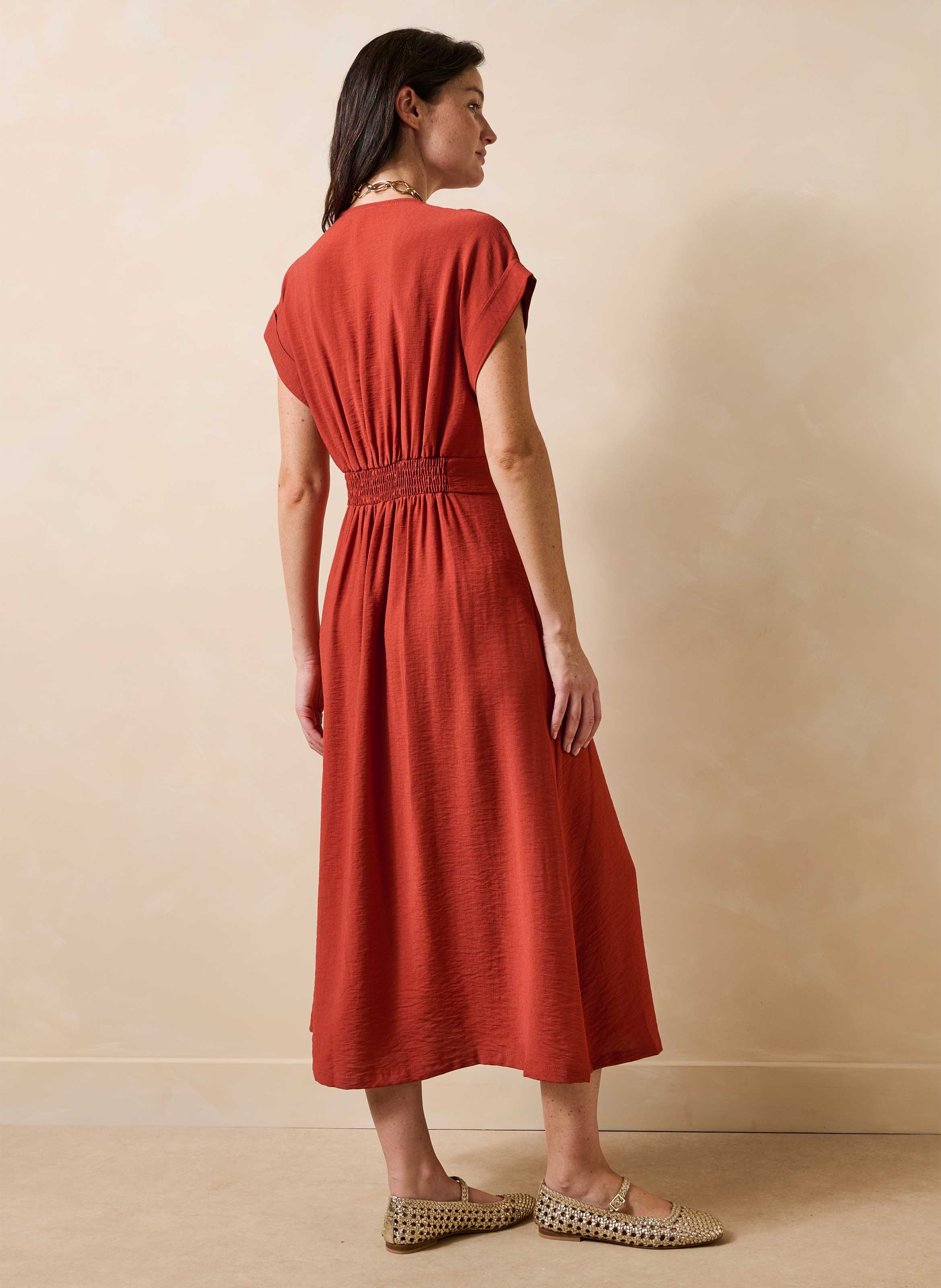 Long V-neck dress LA FEE MARABOUTEE Red