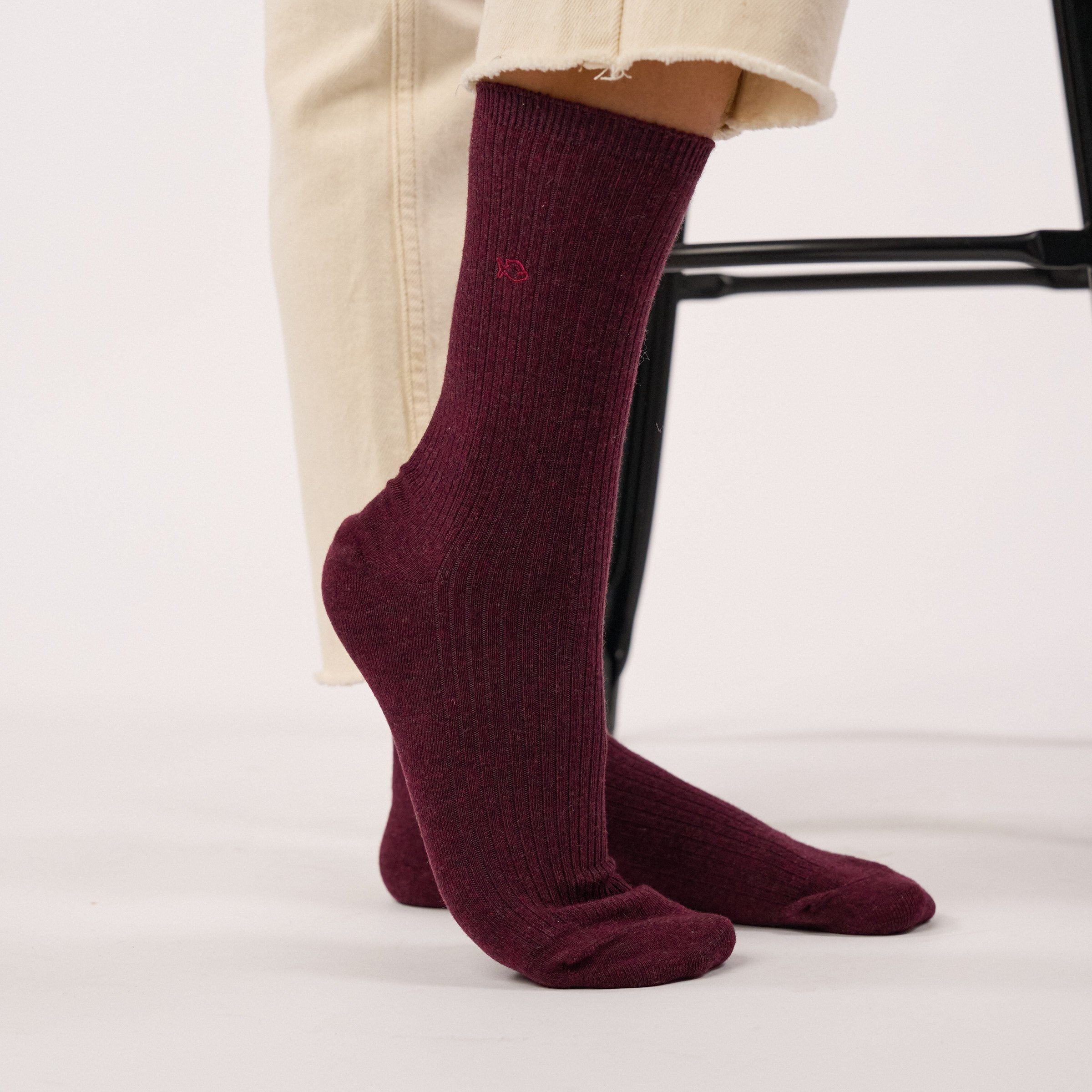 Ribbed Solid Combed Cotton Socks BILLYBELT Red