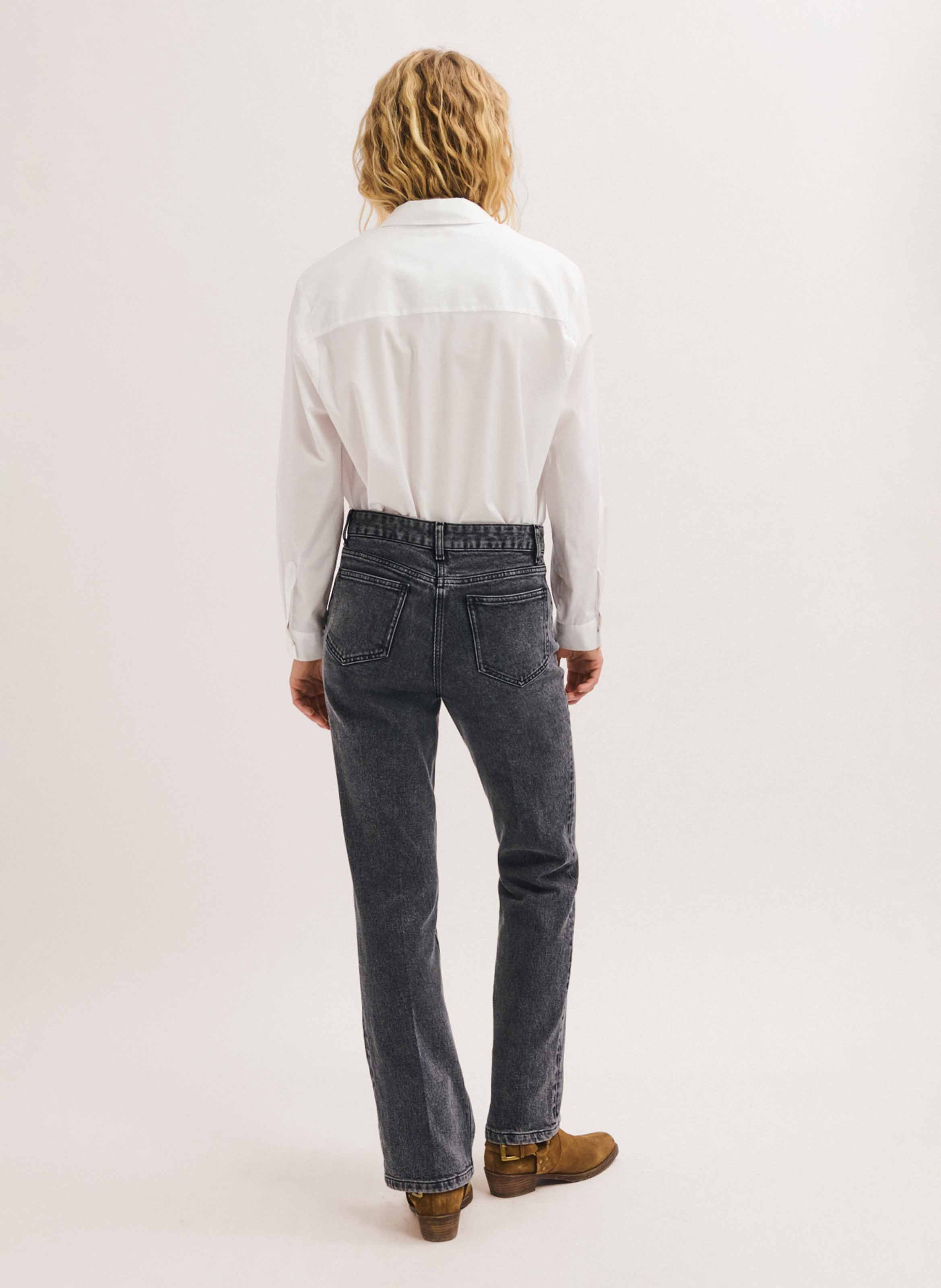 Jean bootcut en coton mélangé PABLO Gris