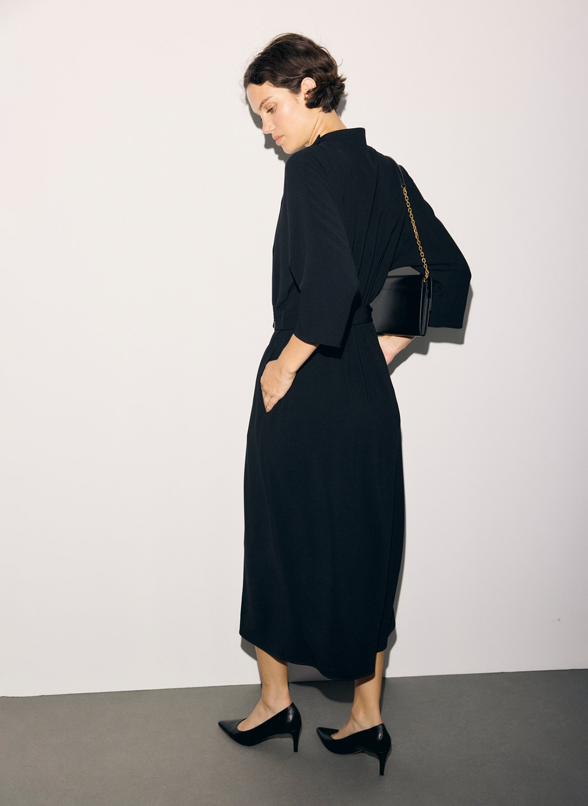 Robe midi ceinturée unie GERARD DAREL Noir