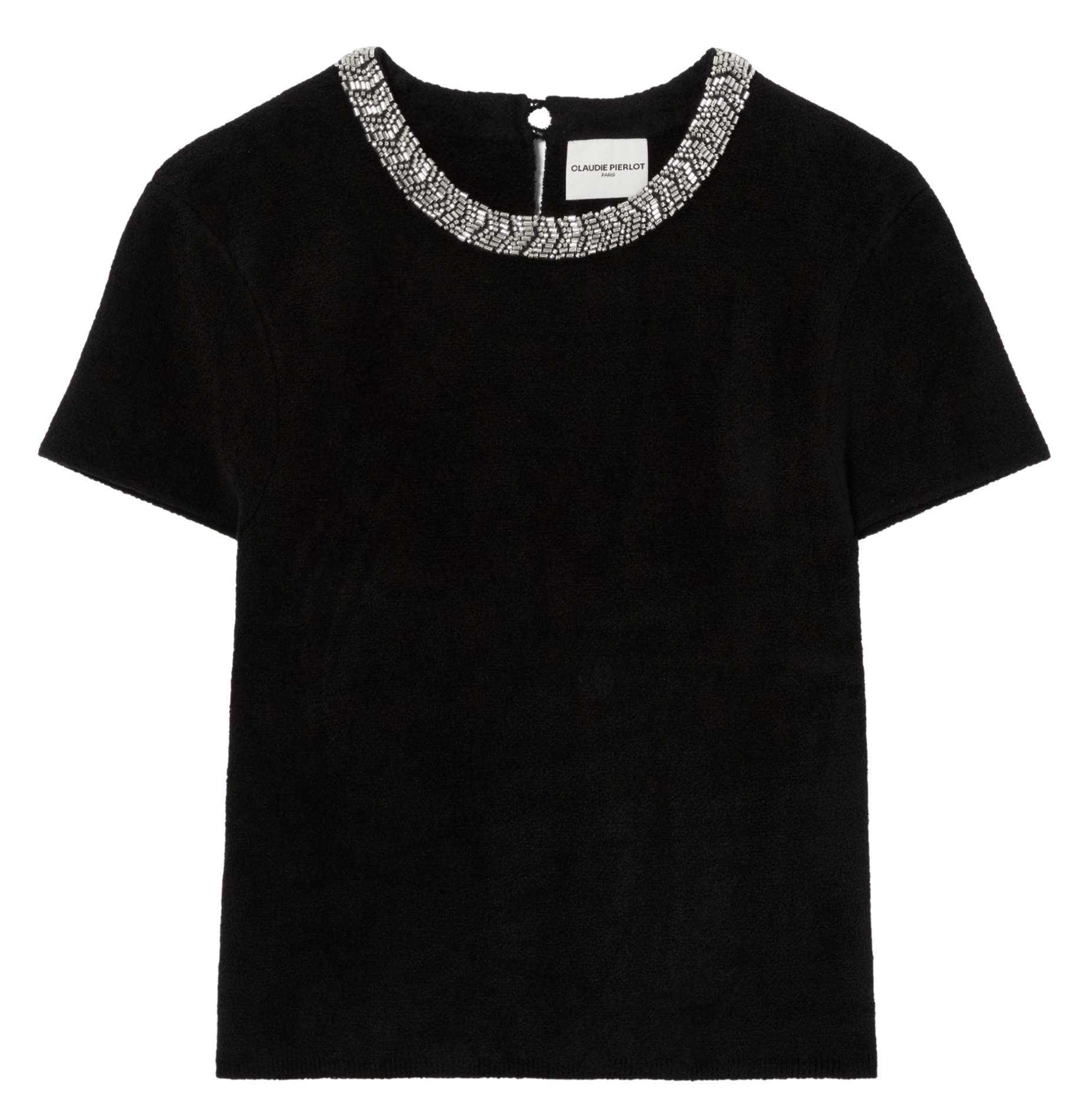 Top droit col rond perlé CLAUDIE PIERLOT Noir