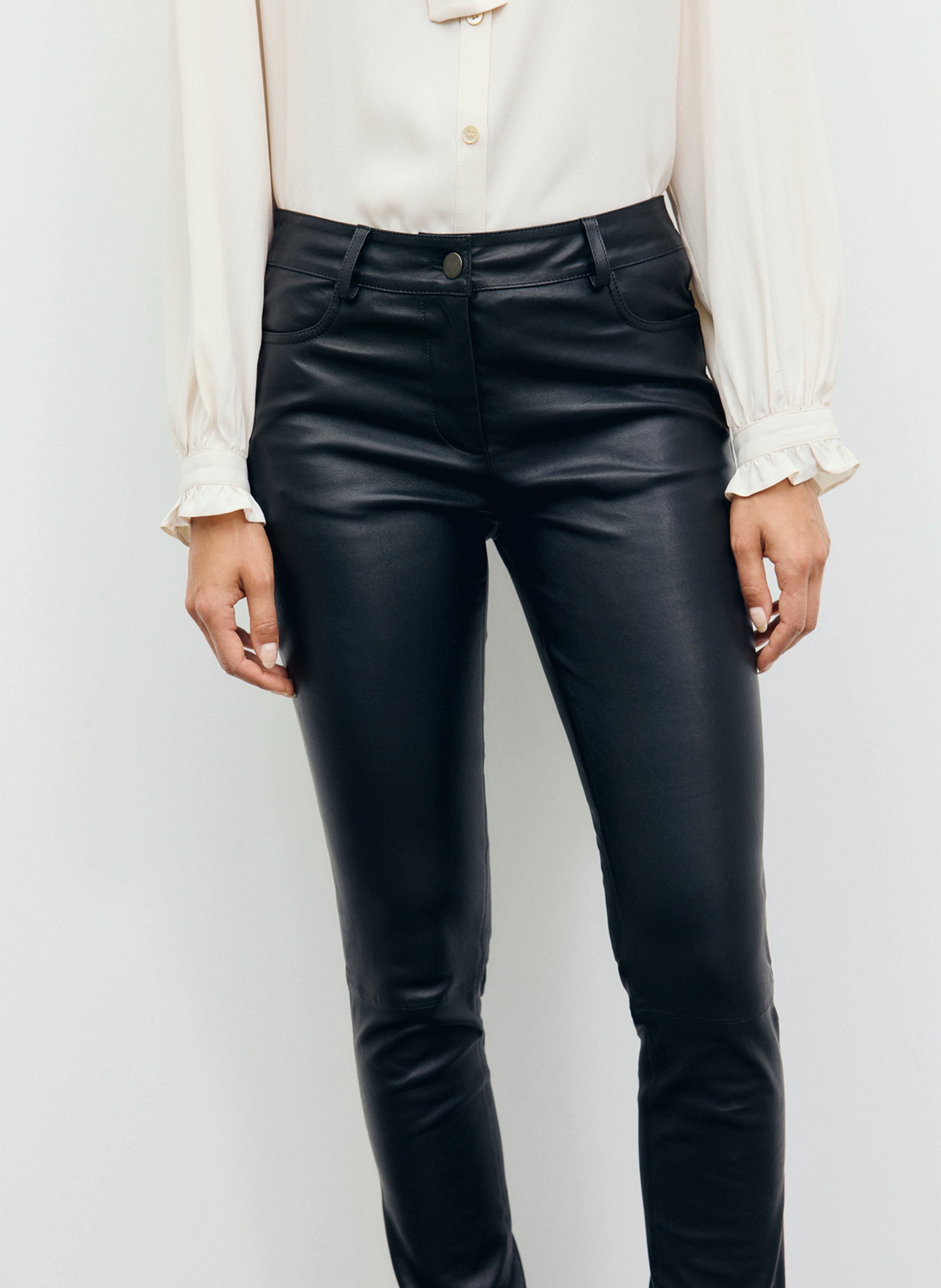 Slimfit-Lederhose mit hohem Bund GERARD DAREL Schwarz