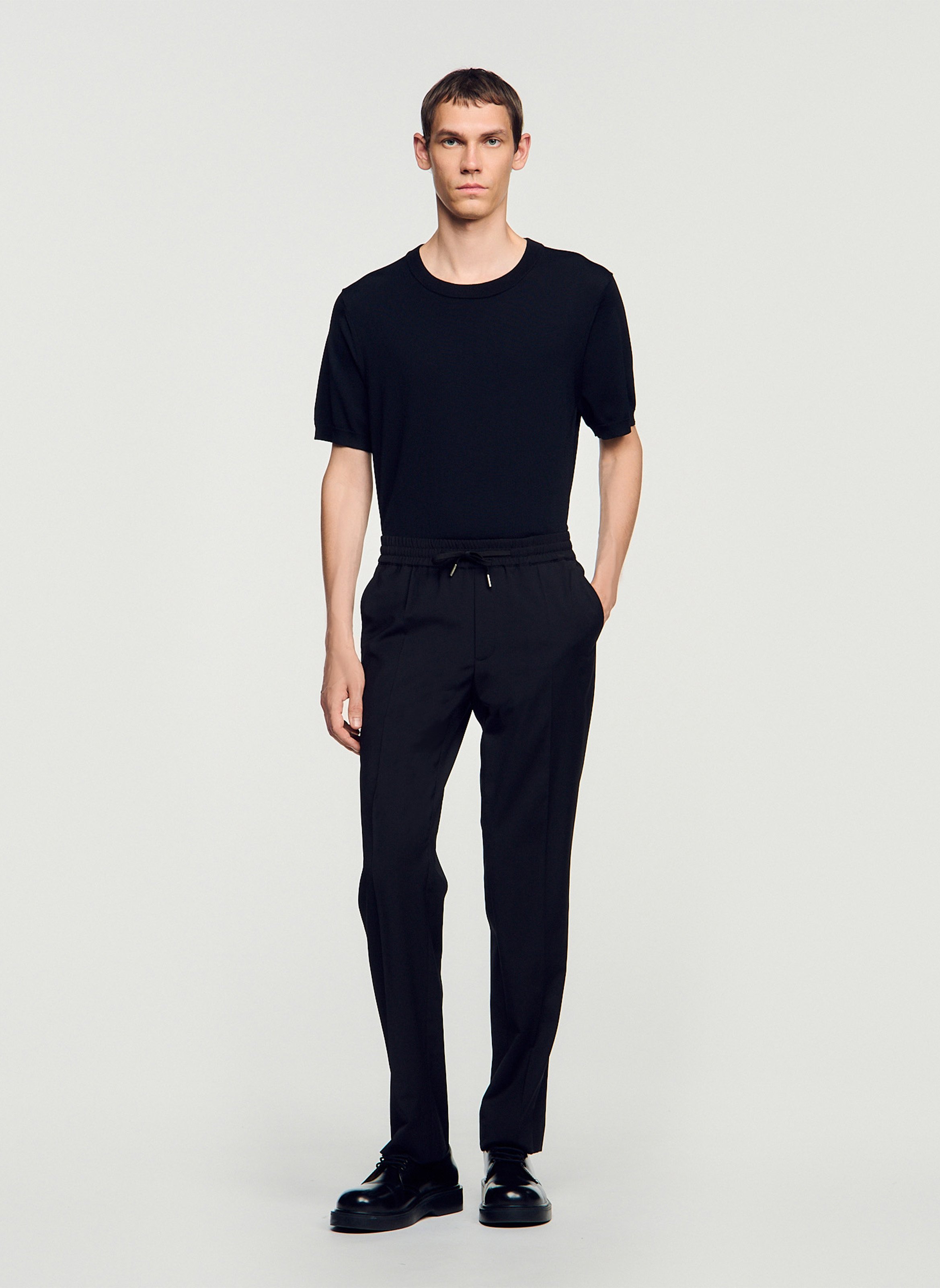 Pantalon droit élastiqué SANDRO Noir