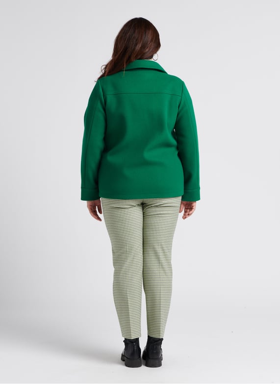 Gebreide trui met opstaande kraag | materiaalblend | Groen by PERSONA by Marina Rinaldi Gebreide trui met opstaande kraag | materiaalblend Groen