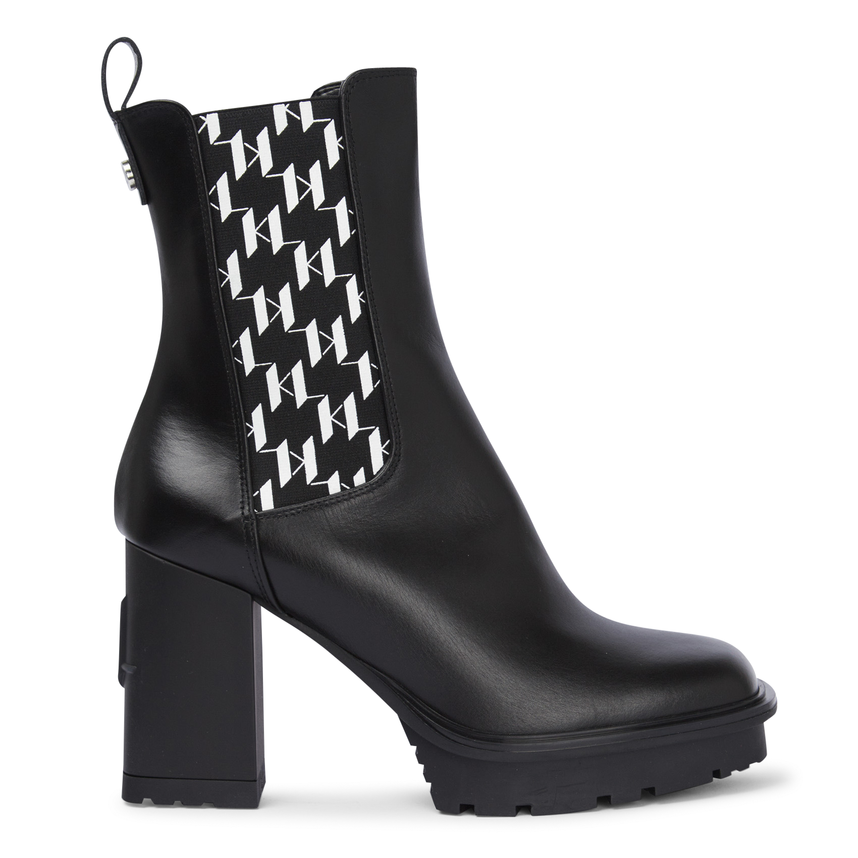 Heeled leather mid-calf boots KARL LAGERFELD Black