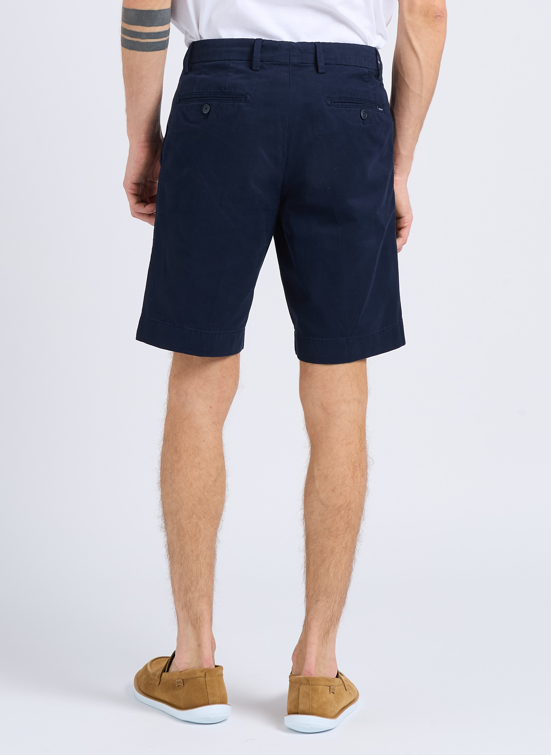 Straight-leg hem-effect cotton shorts HACKETT Blue
