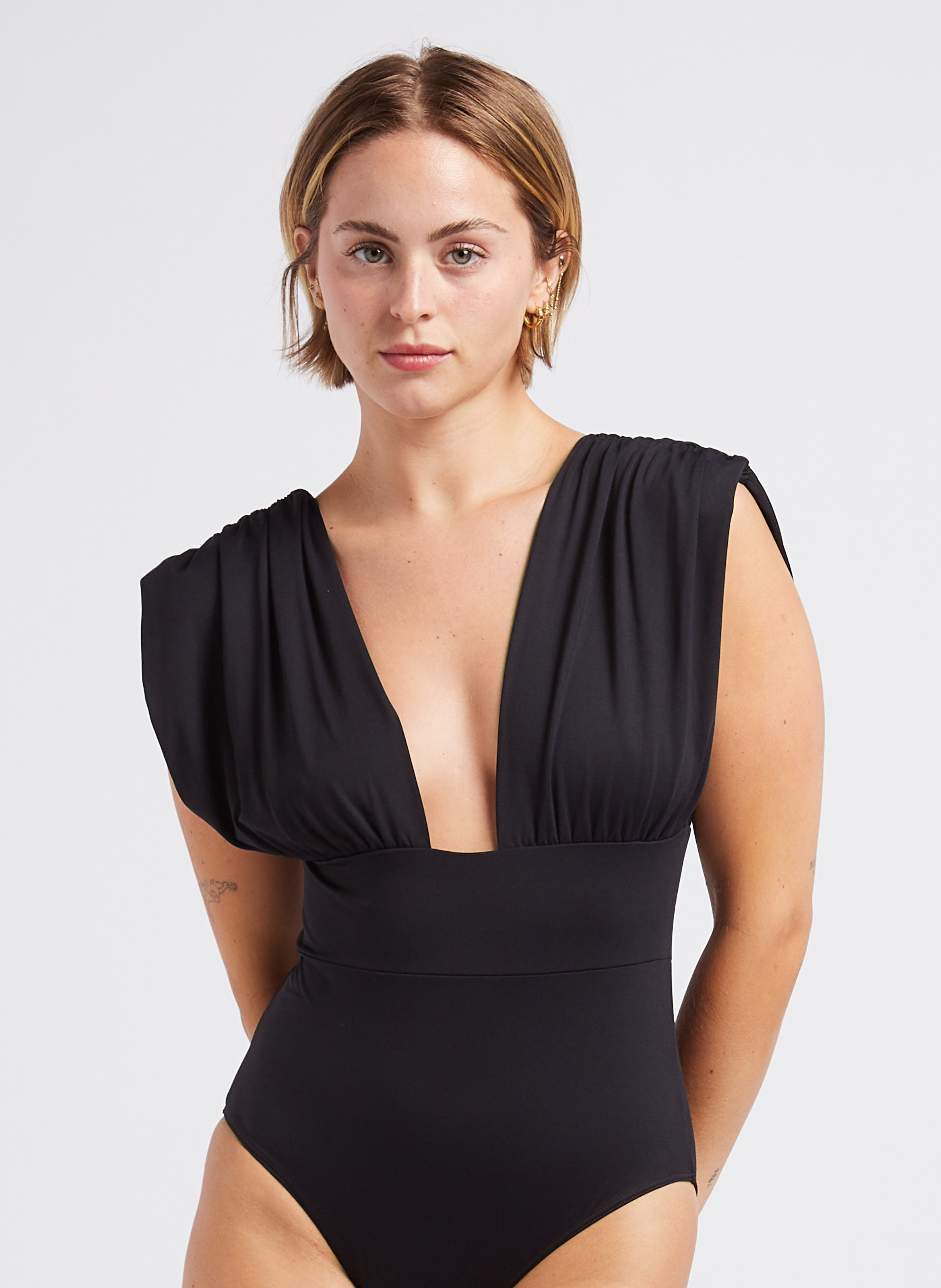 Maillot de bain 1 pièce à effet drapé MAIO PARIS Noir