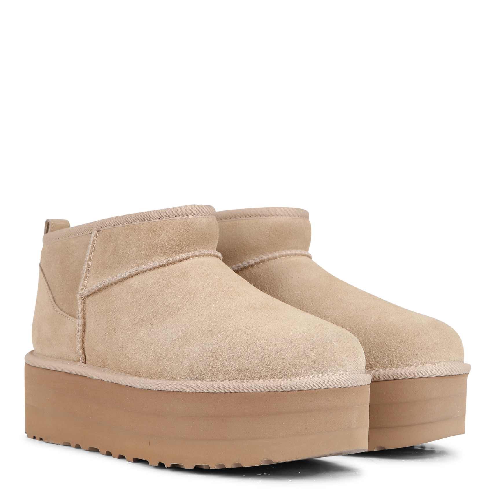 Bottines compensées en cuir velours UGG Beige