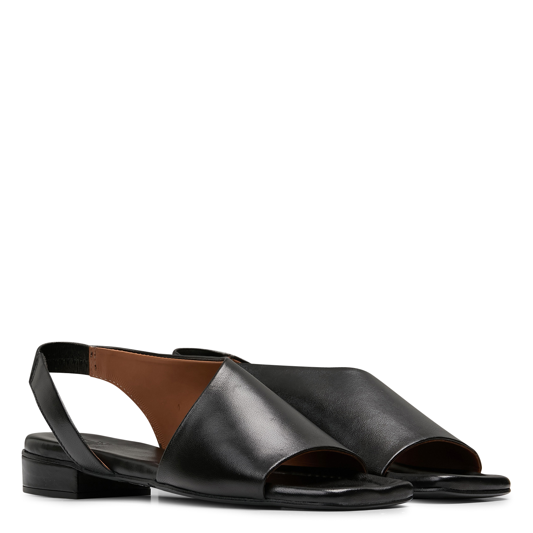 Aouda flat leather sandals BILLI BI Black