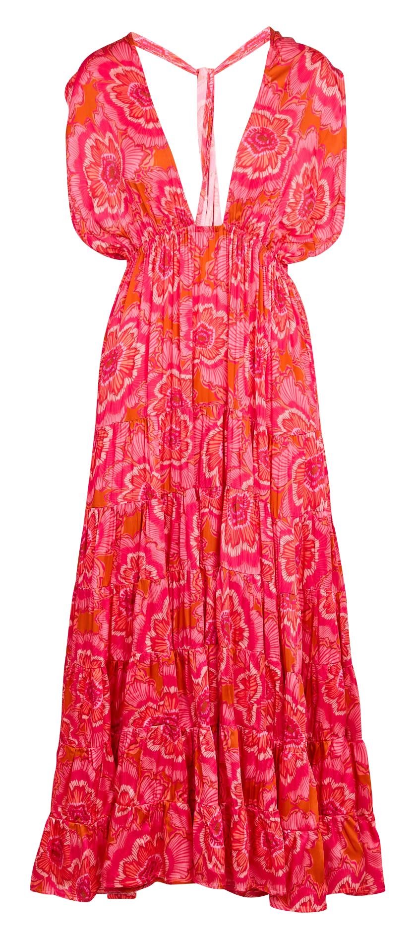 Robe longue fluide croisée à motifs SUNDRESS Rose