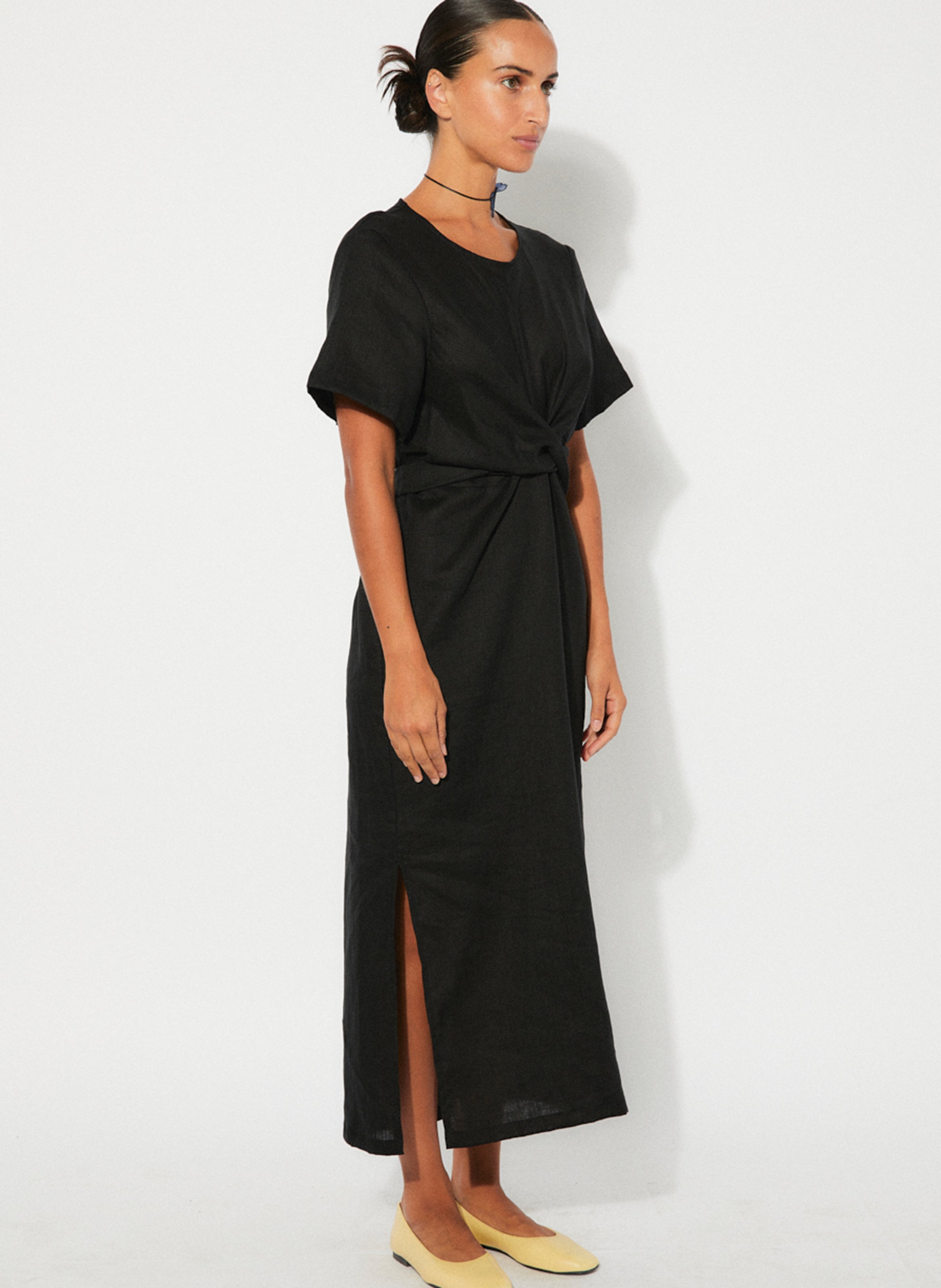 Robe longue en coton mélangé RITA ROW Noir