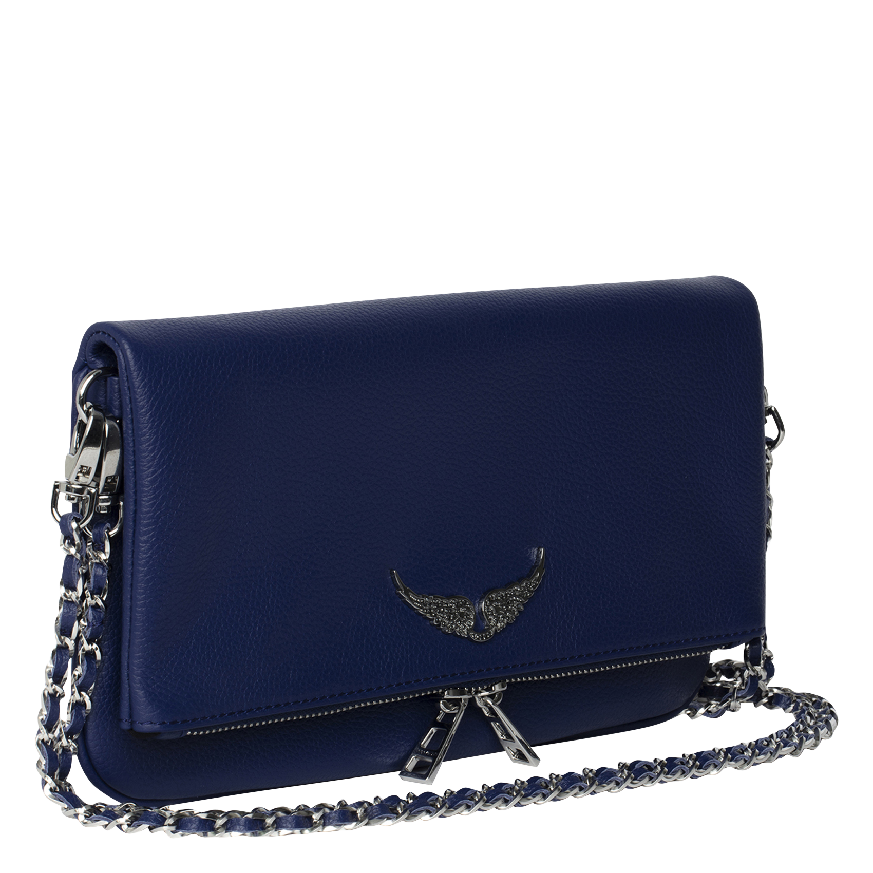 Leder-Clutch mit Metallketten ZADIG&VOLTAIRE Blau
