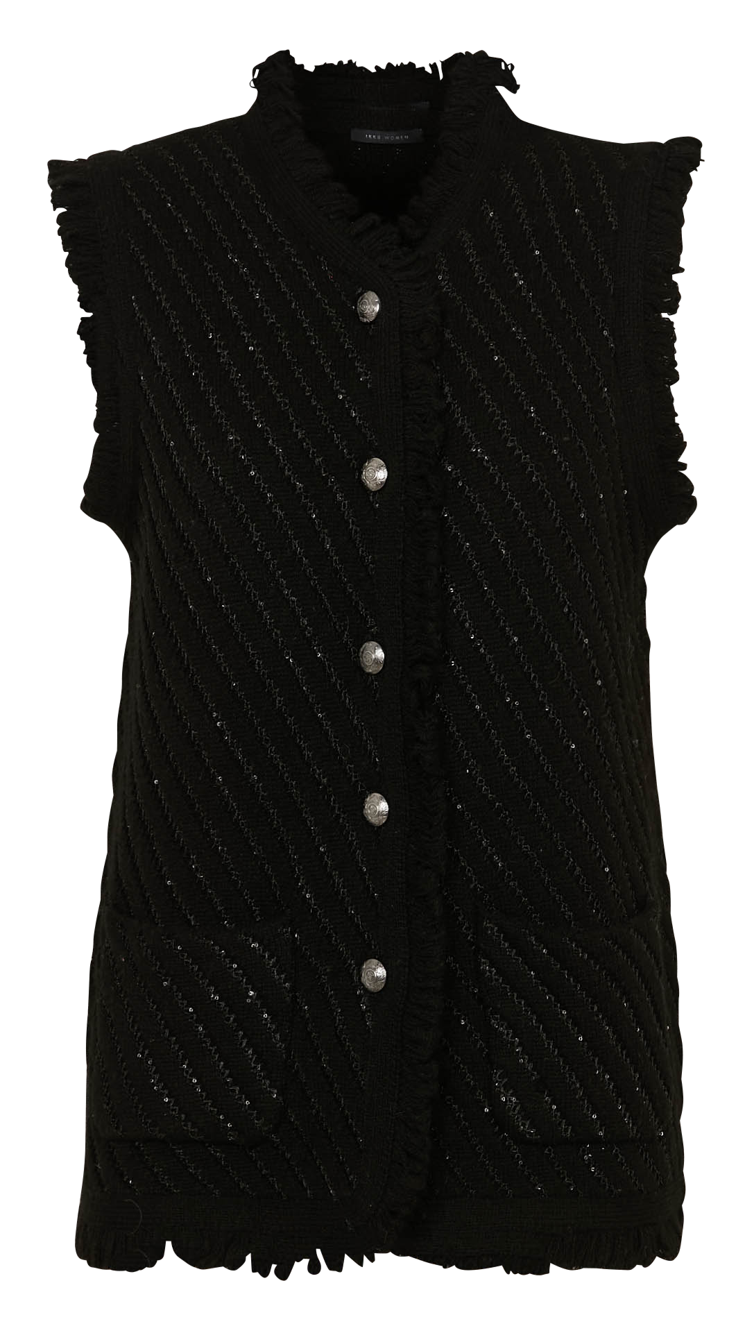 Mouwloos rechte cardigan met pailletten IKKS Zwart