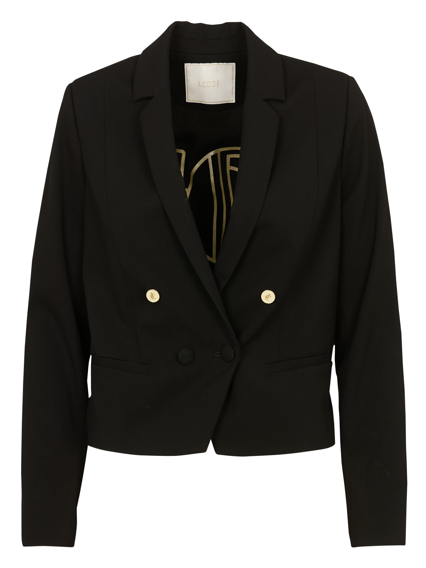 Cropped suit jacket I CODE Black