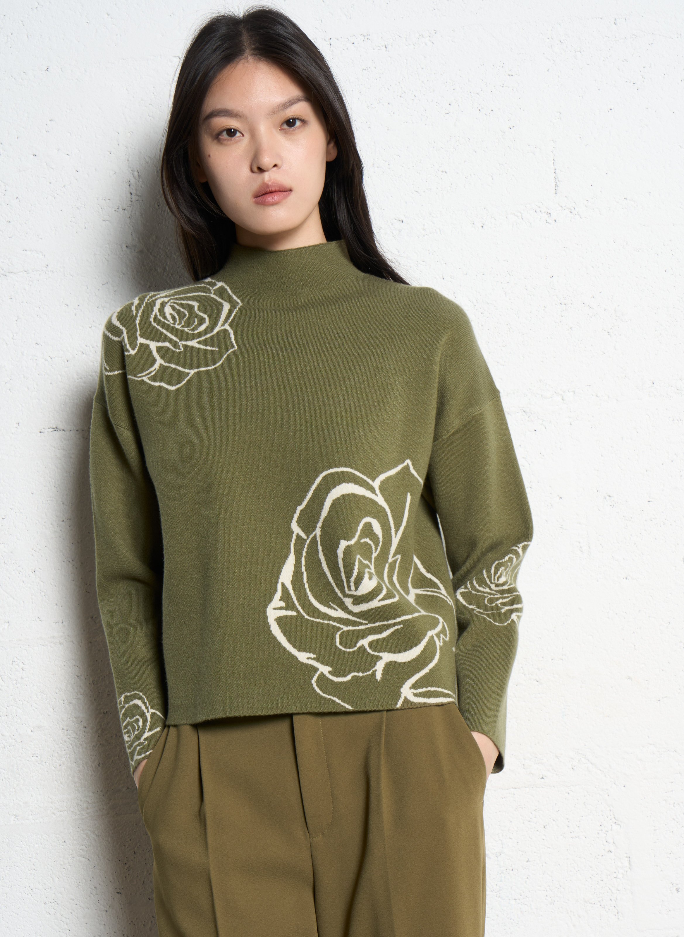 Pull court col montant à motifs IKKS Vert