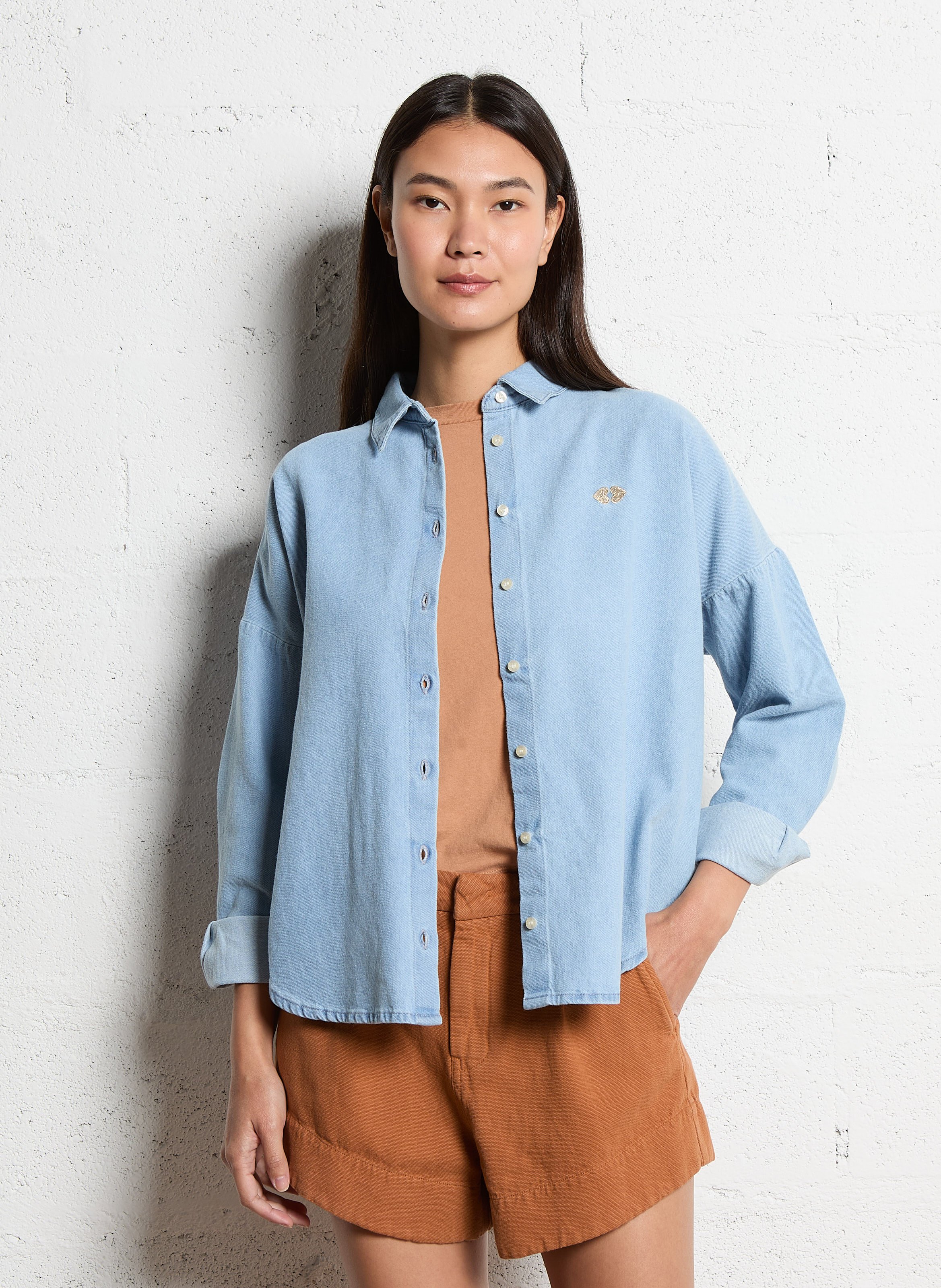 Chemise oversize en coton I CODE Bleu