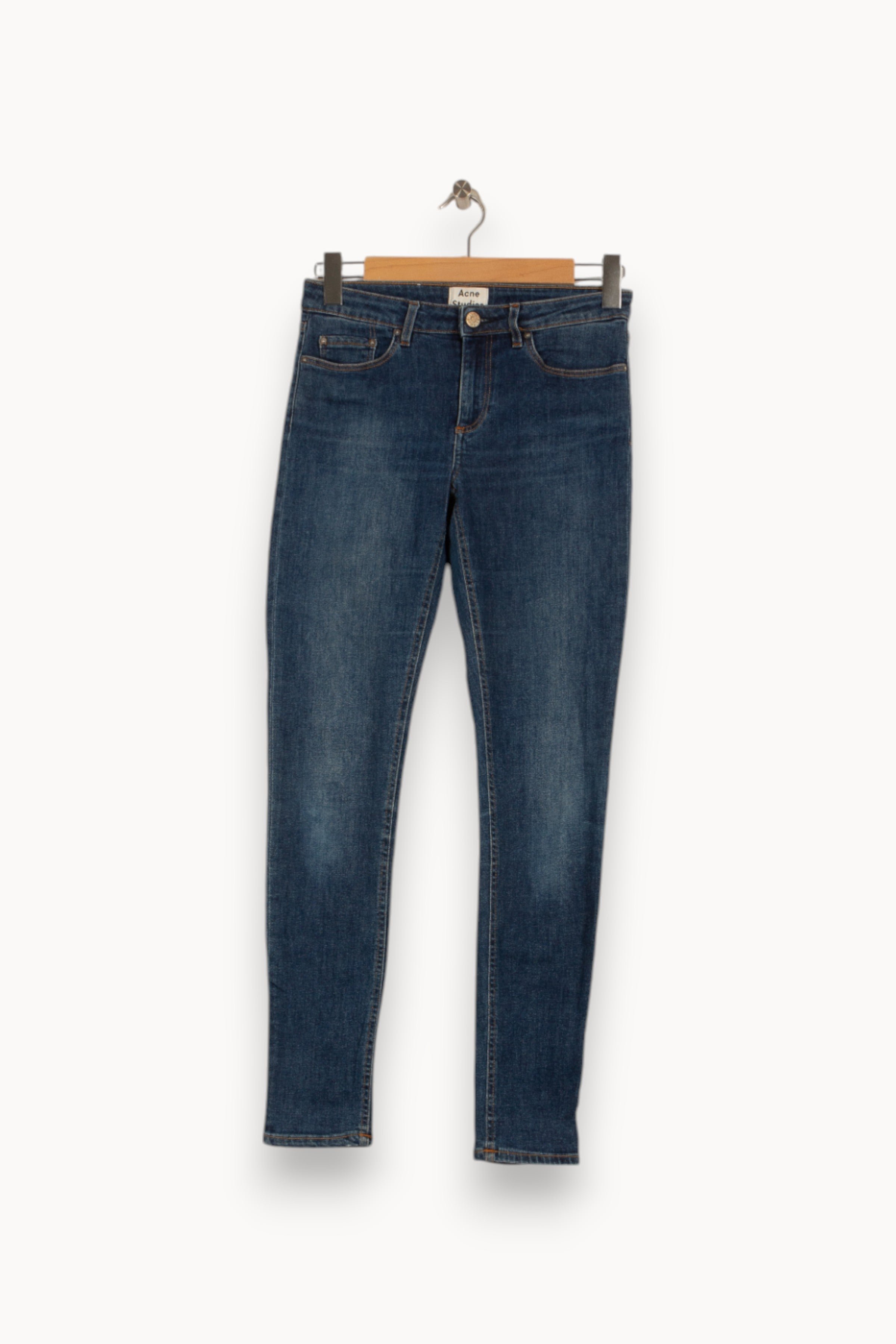 Cropped slim jeans with studs ACNE STUDIOS - Seconde Main Blue