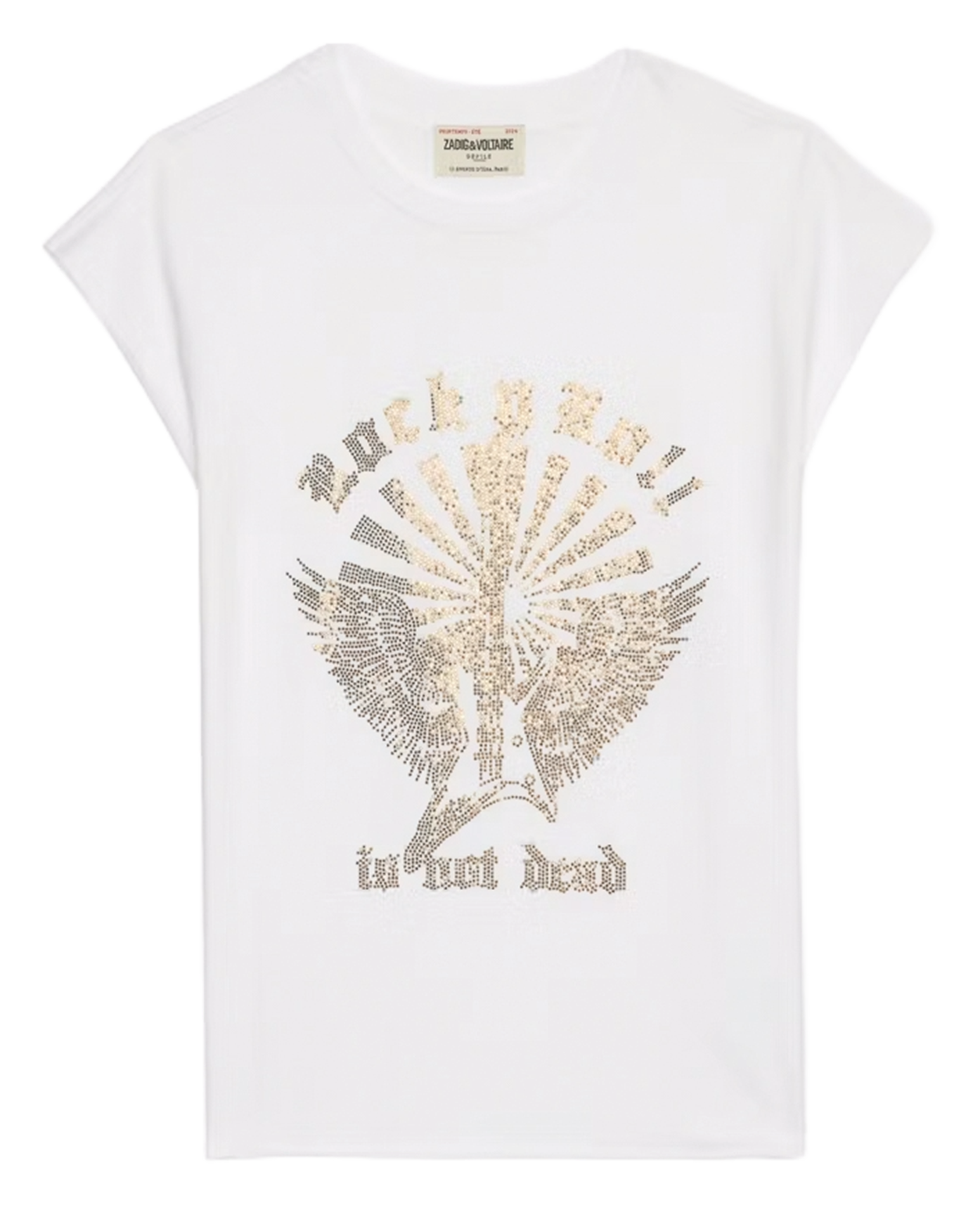 Tee-shirt sans manches avec strass devant ZADIG&VOLTAIRE Blanc
