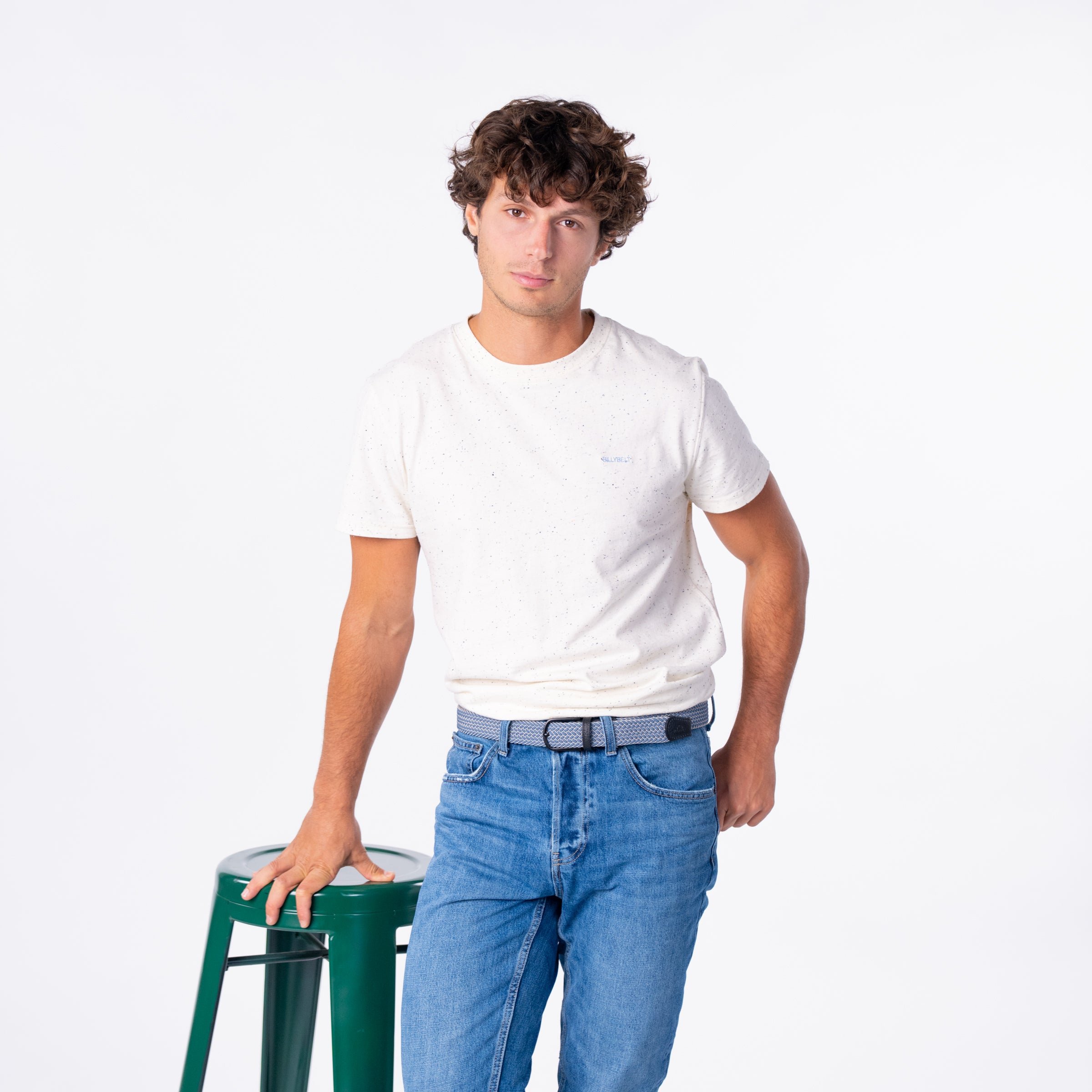 Multicolored braided elastic belt BILLYBELT Blue