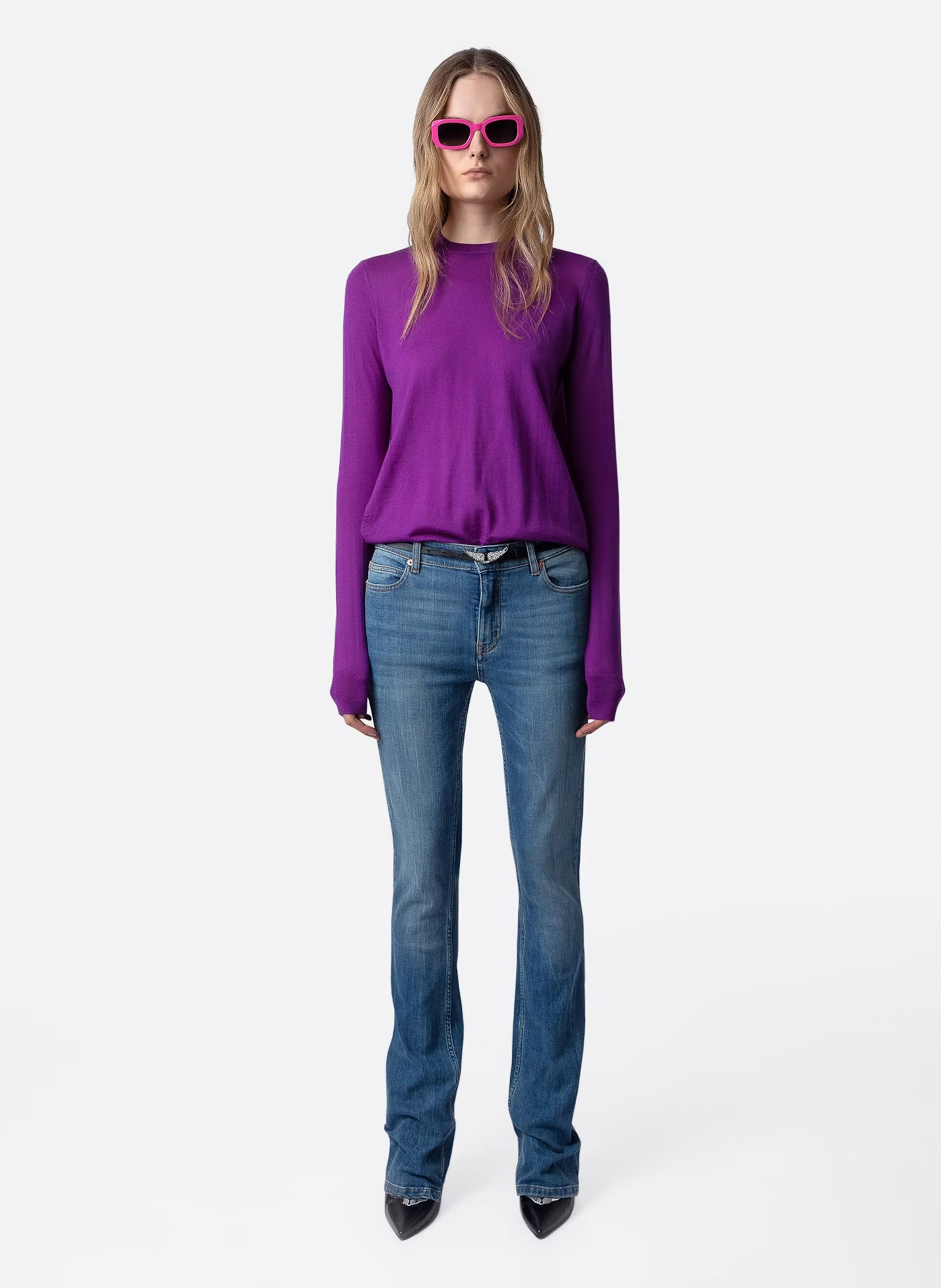 Pull dos nu en laine ZADIG&VOLTAIRE Violet