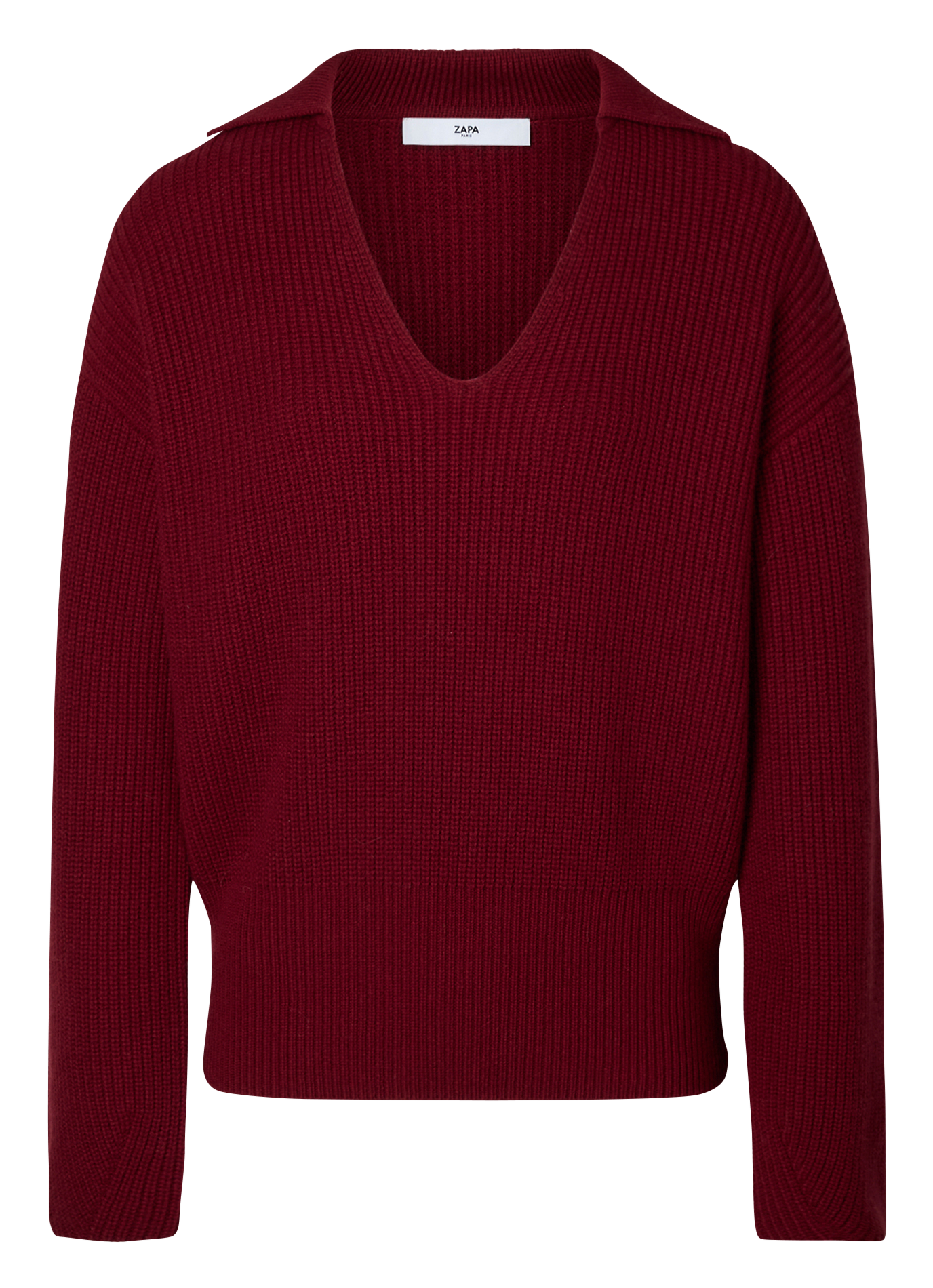 Pull droit col V en laine ZAPA Rouge