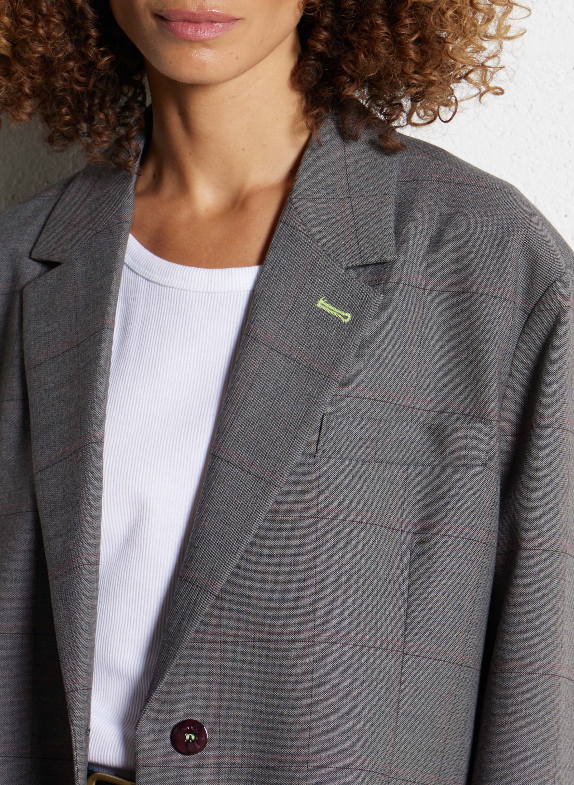 Veste tailleur oversize à carreaux IMPERIAL Gris