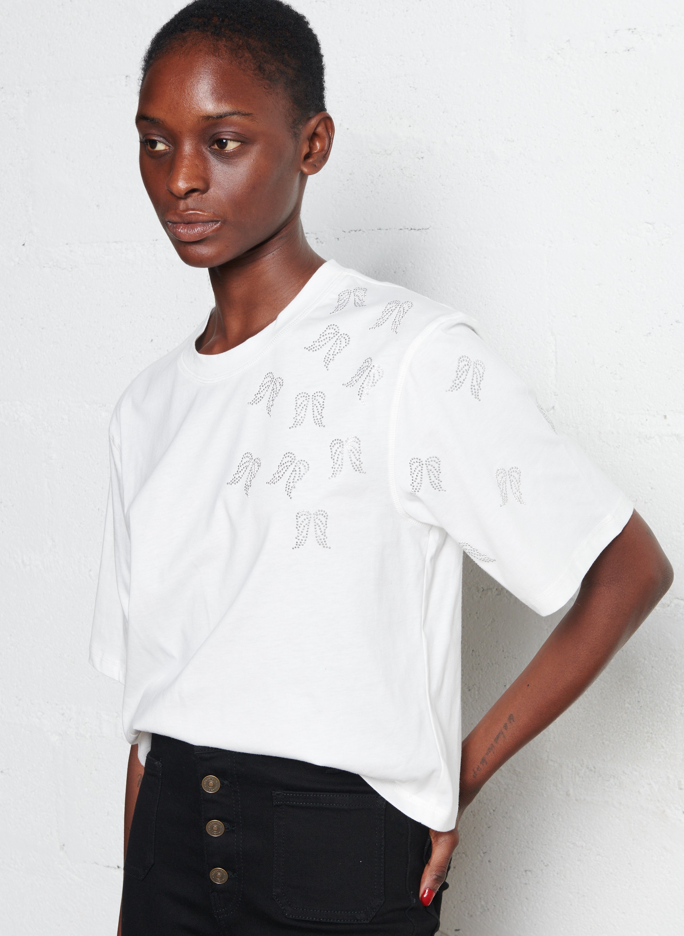 Baumwoll-Pullover mit Rundhalsausschnitt BERENICE Weiss