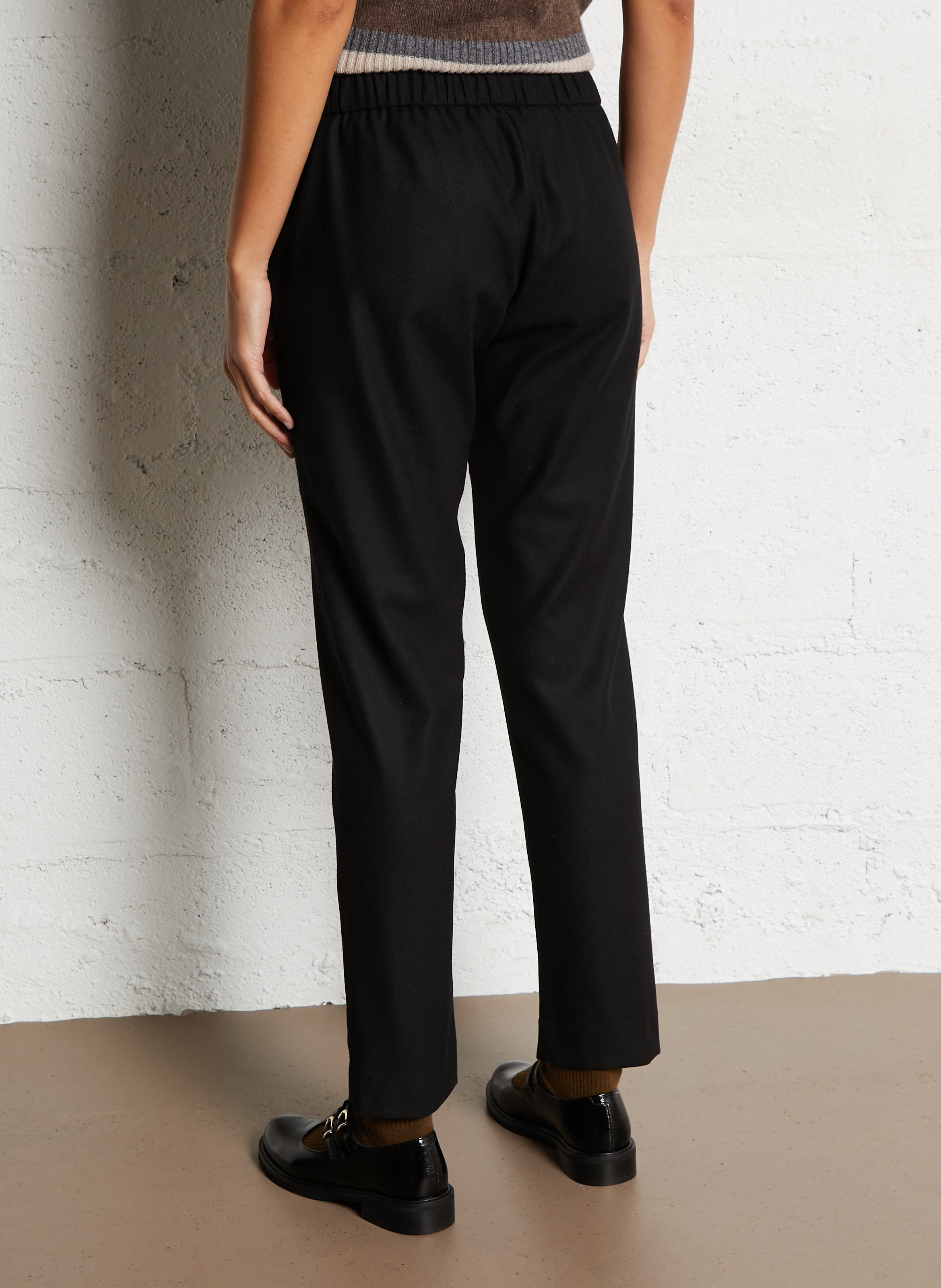 Pantalon droit en laine mélangée DIEGA Noir