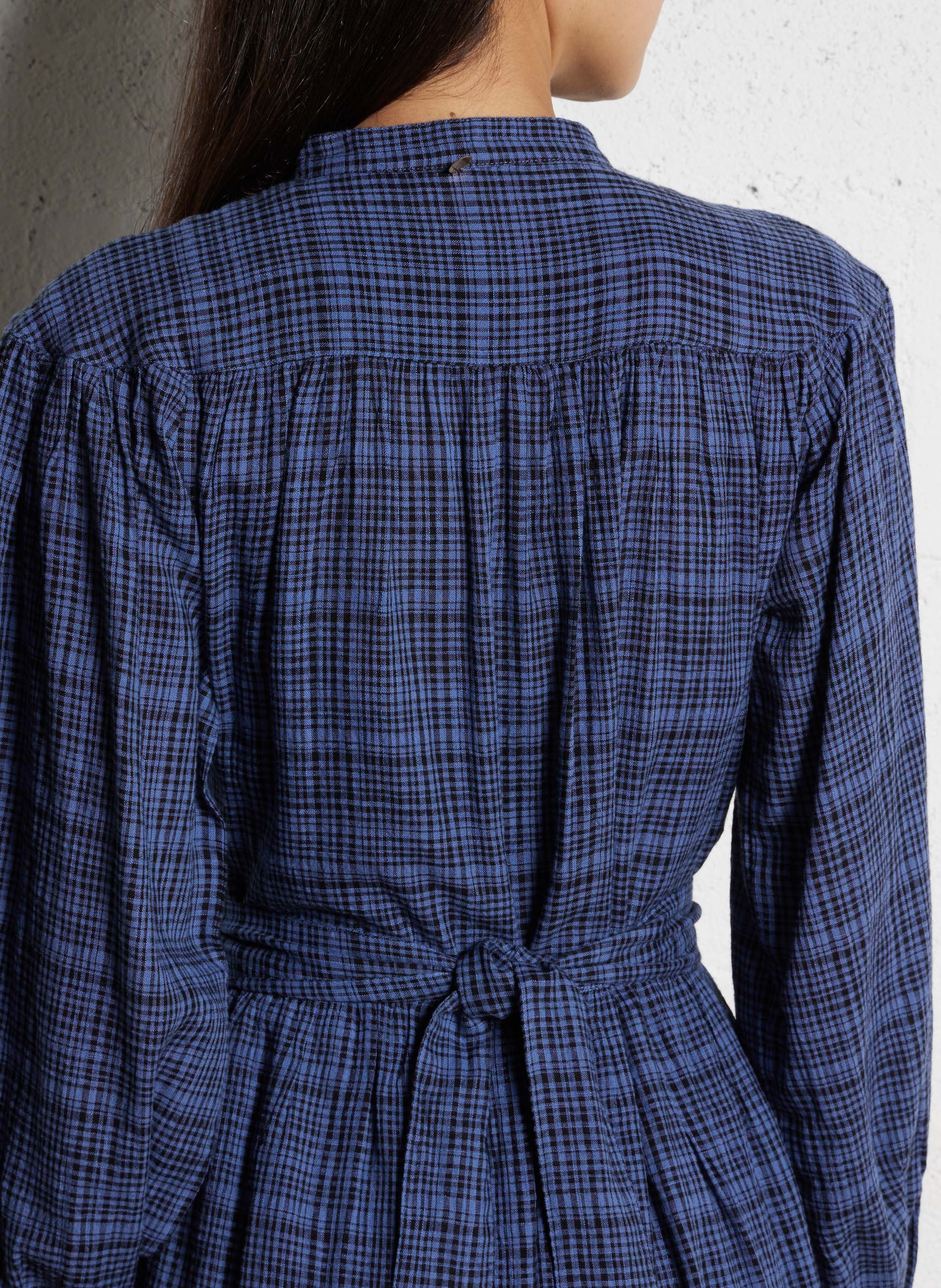 Langes Kleid mit Rundhalsausschnitt aus bedruckter Baumwollmischung ANTIK BATIK Blau