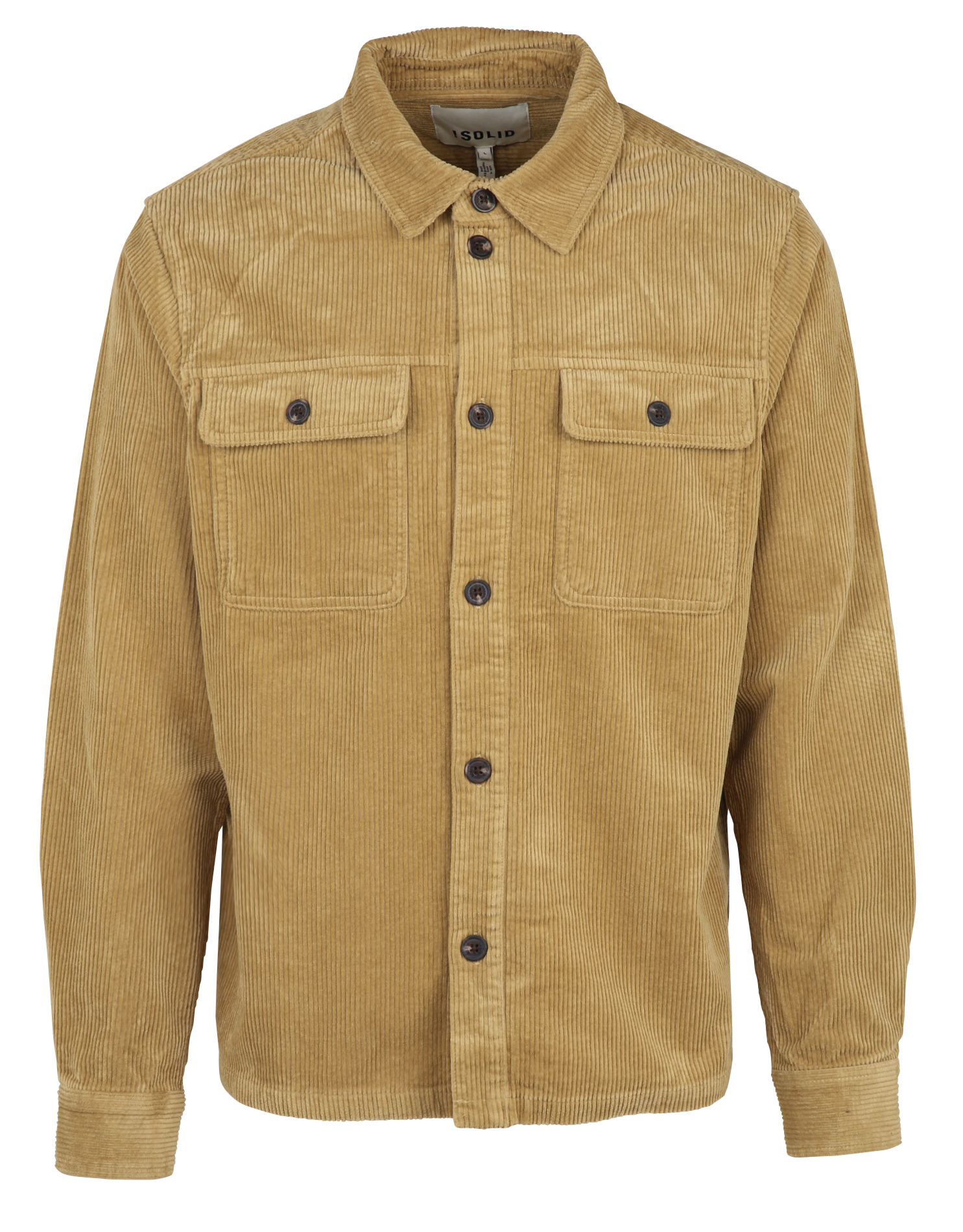 Straight cotton overshirt with classic collar SOLID Brown
