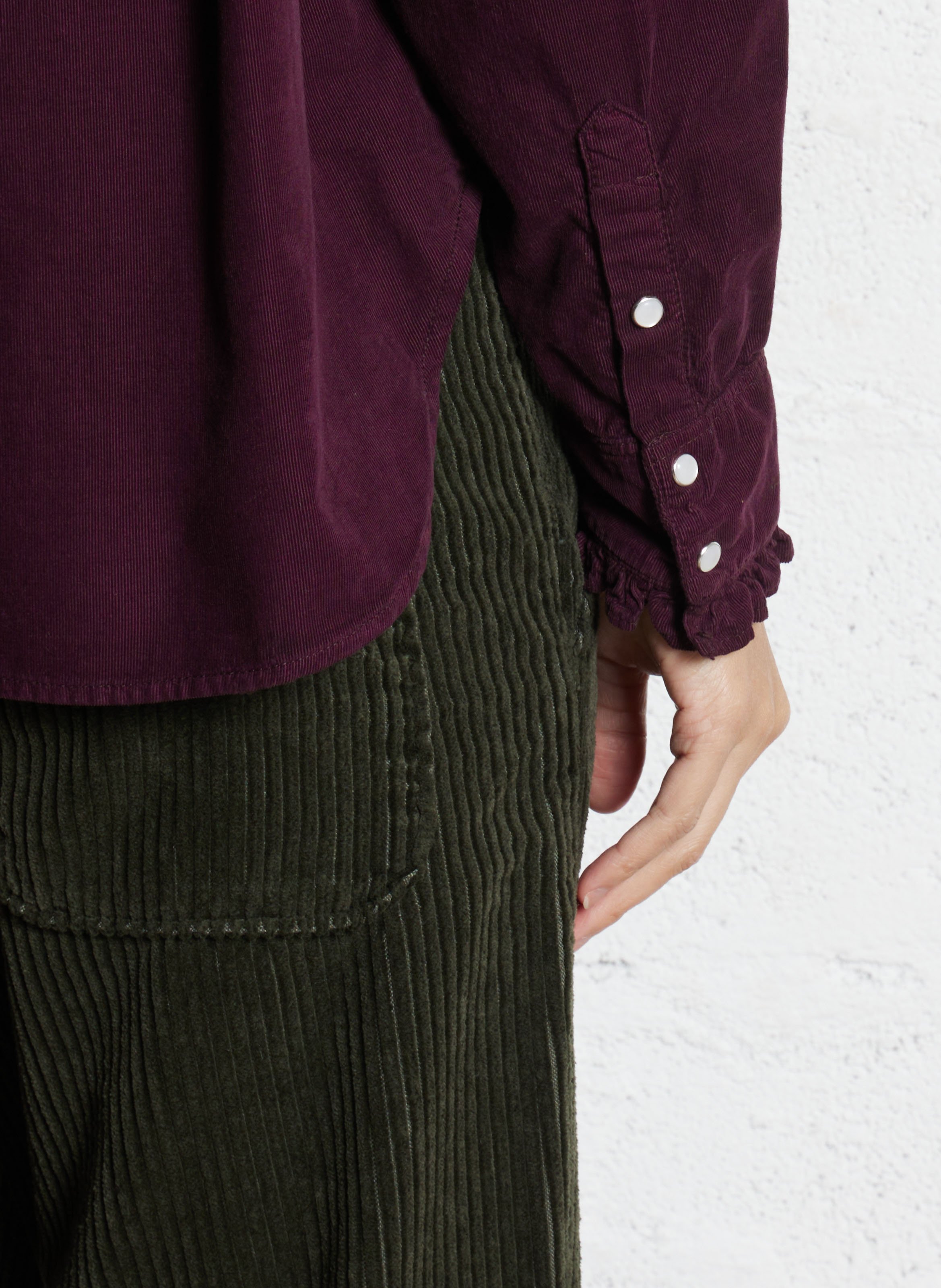 Cotton corduroy shirt with Victorian collar ACQUAVERDE Plums