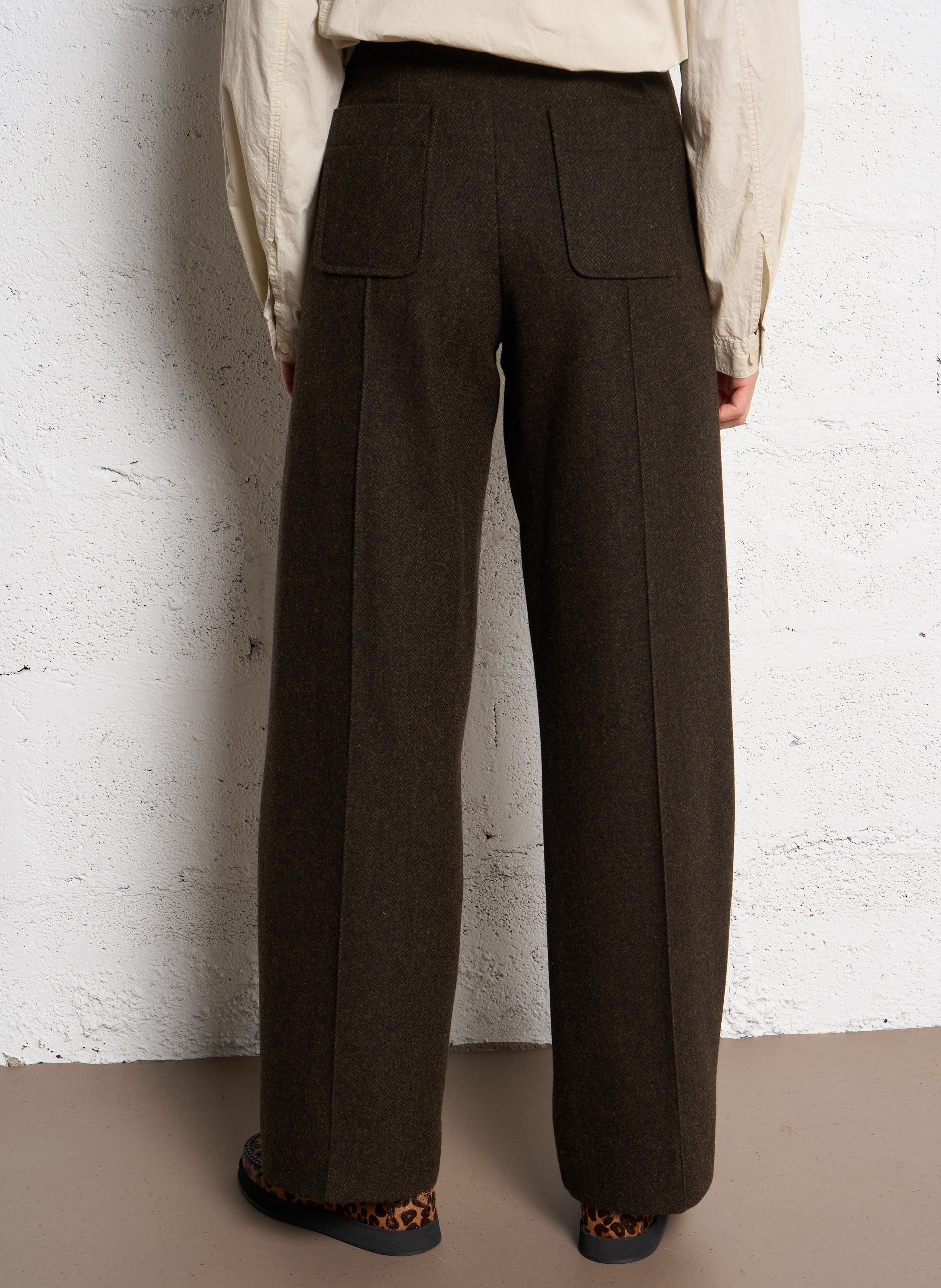 Bandol straight woollen trousers SOEUR Khaki