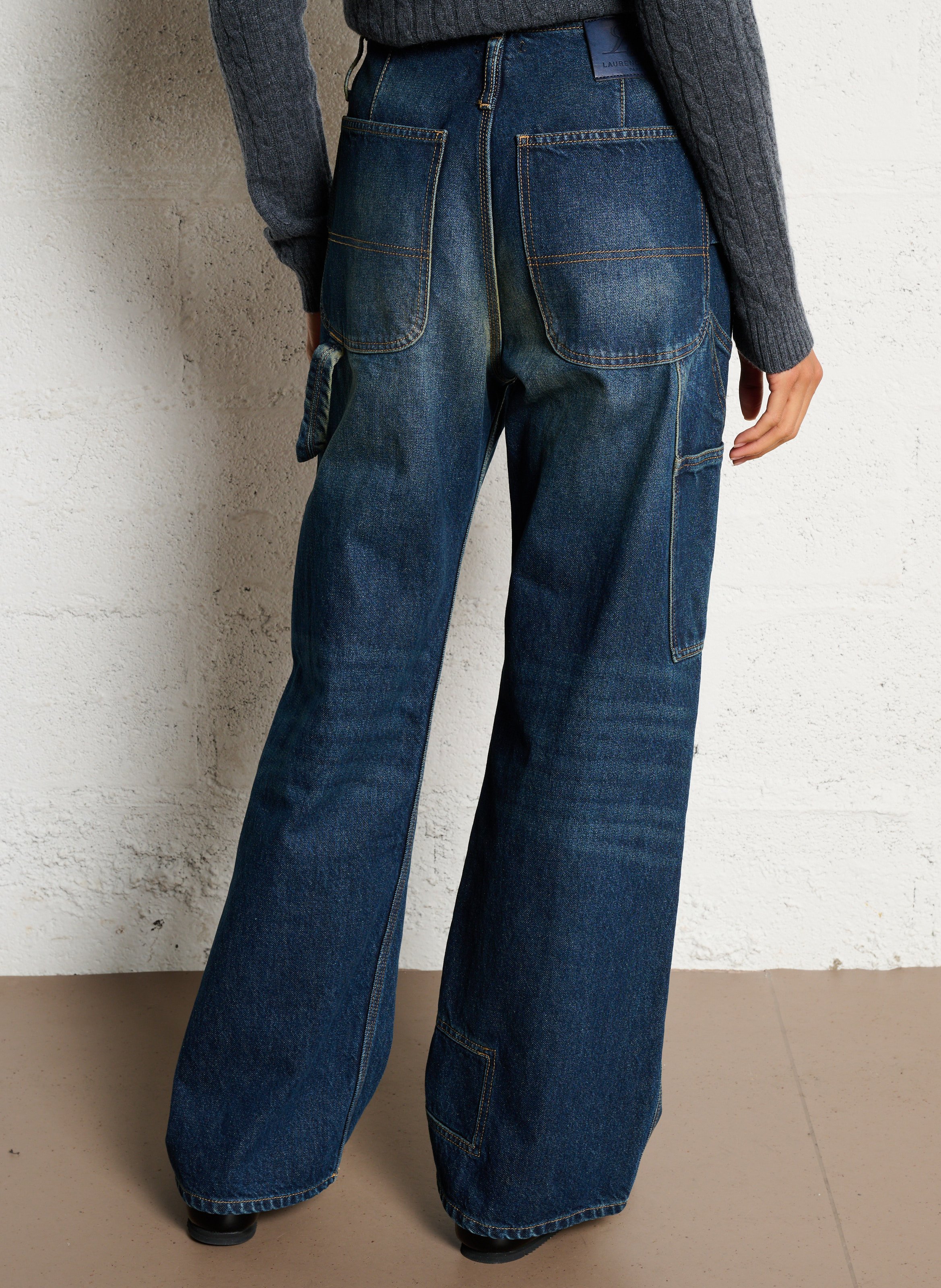 Jean droit en coton LAURENCE BRAS Bleu