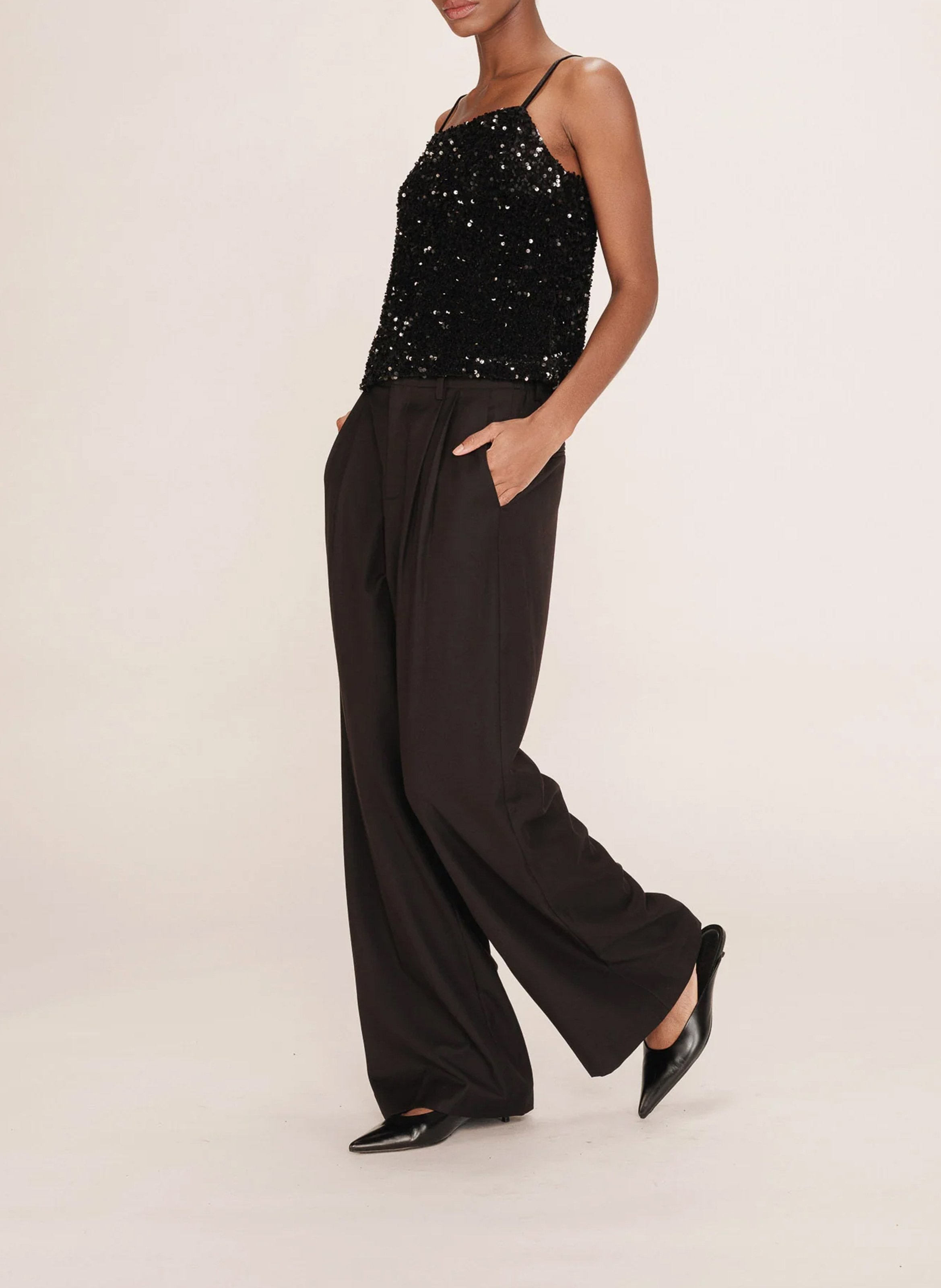 Velvet sequin tank top GRACE ET MILA Black