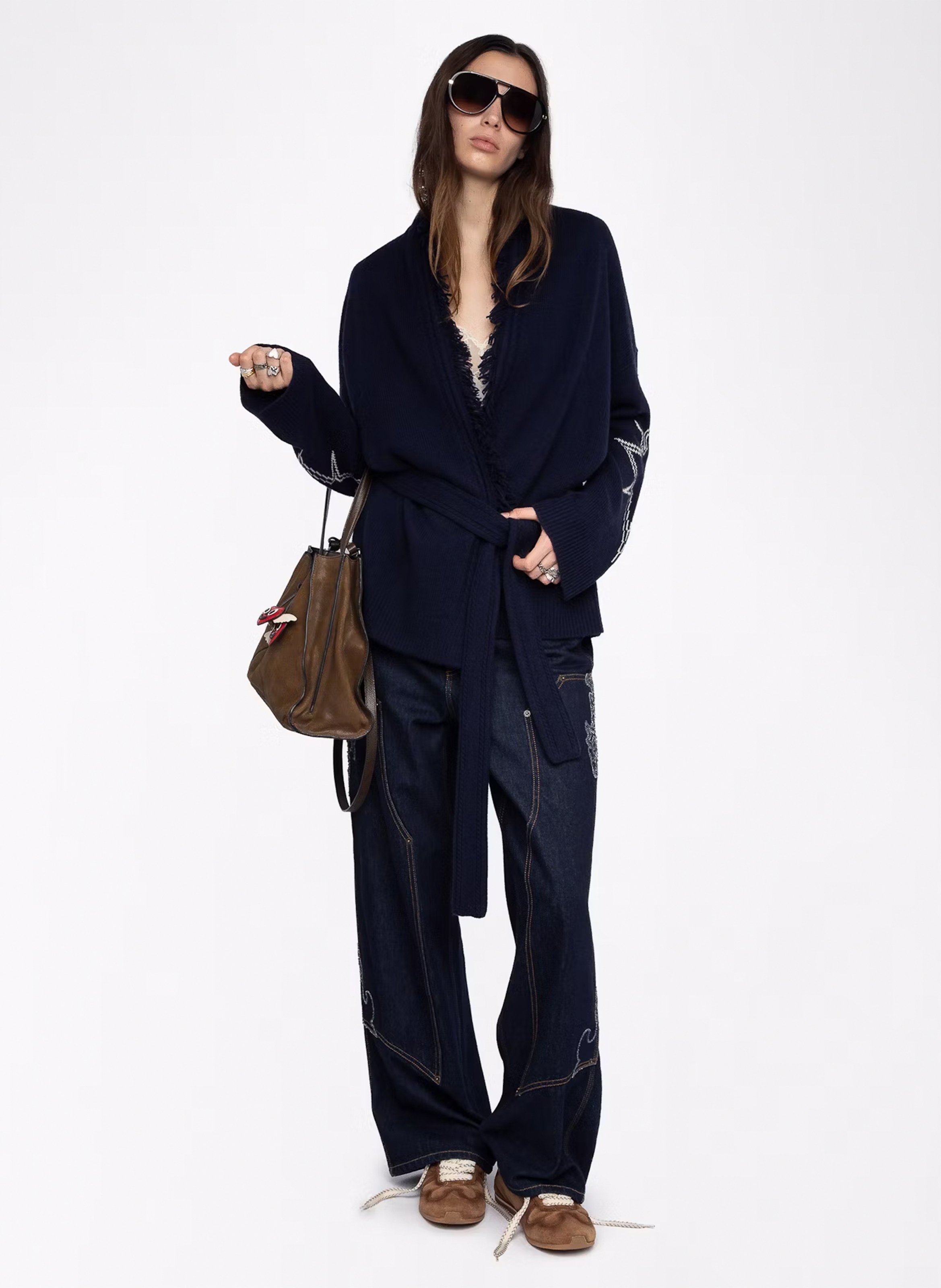 Jas met V-hals van wol en kasjmier ZADIG&VOLTAIRE Blauw