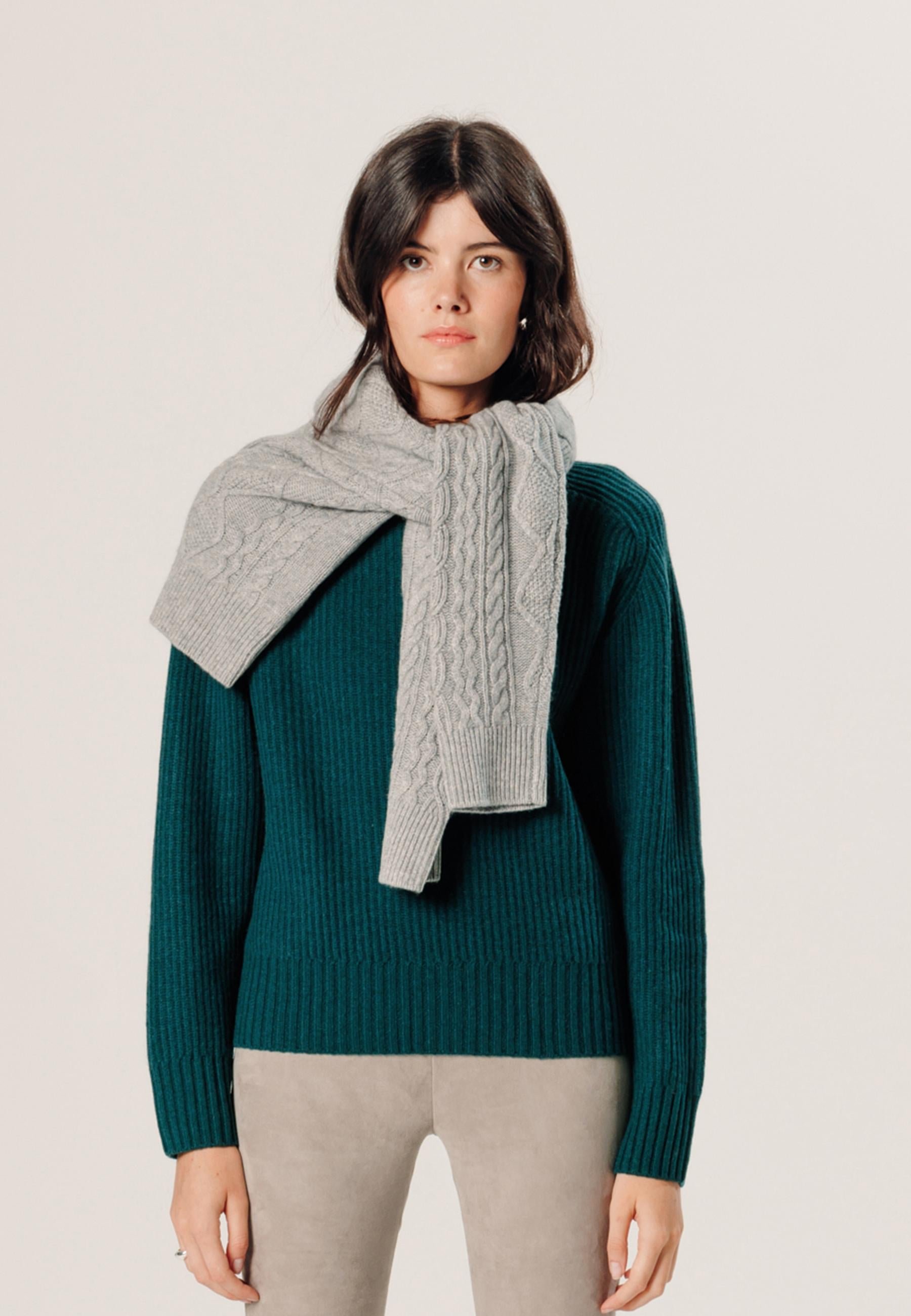Ribbed round-neck cashmere sweater RODIER Green