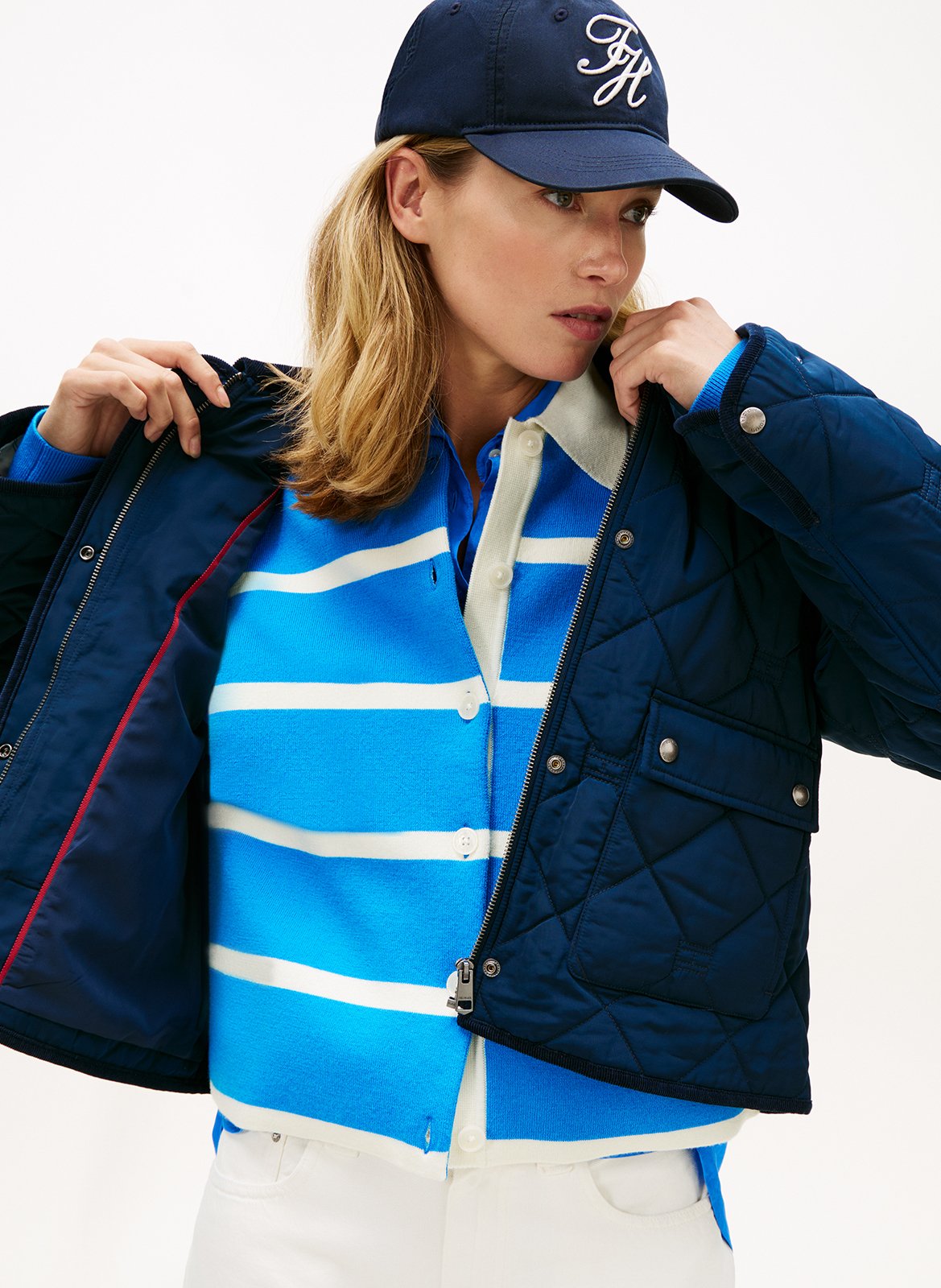 Veste droite matelassée à col velours TOMMY HILFIGER Bleu