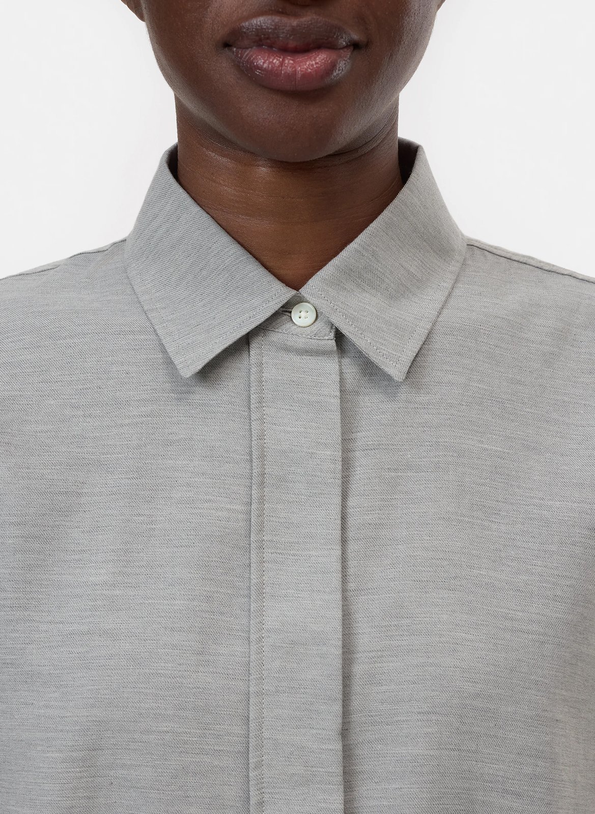 Chemise oversize col classique en coton et cachemire CLOSED Gris