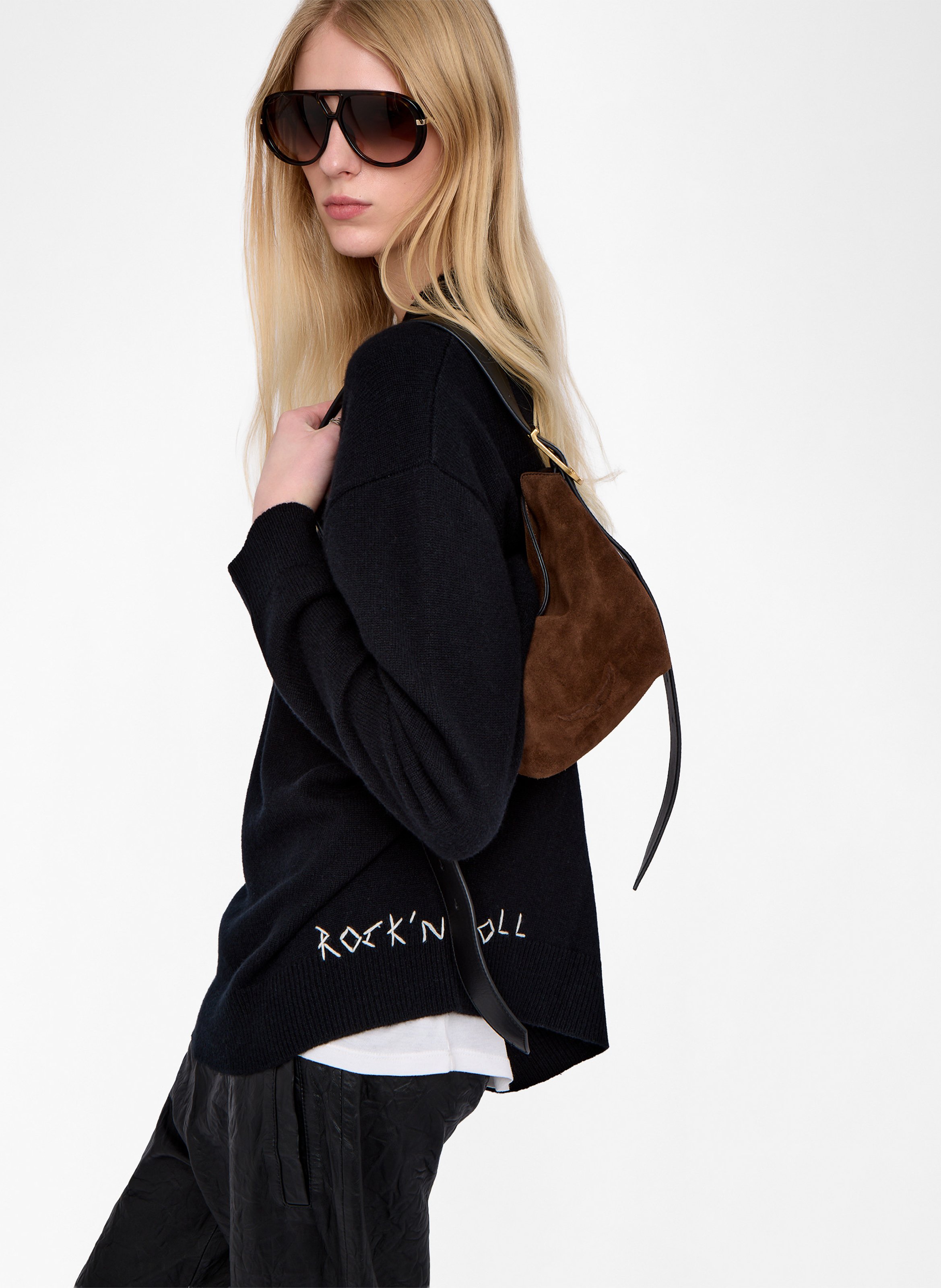Sac porté épaule en cuir ZADIG&VOLTAIRE Marron