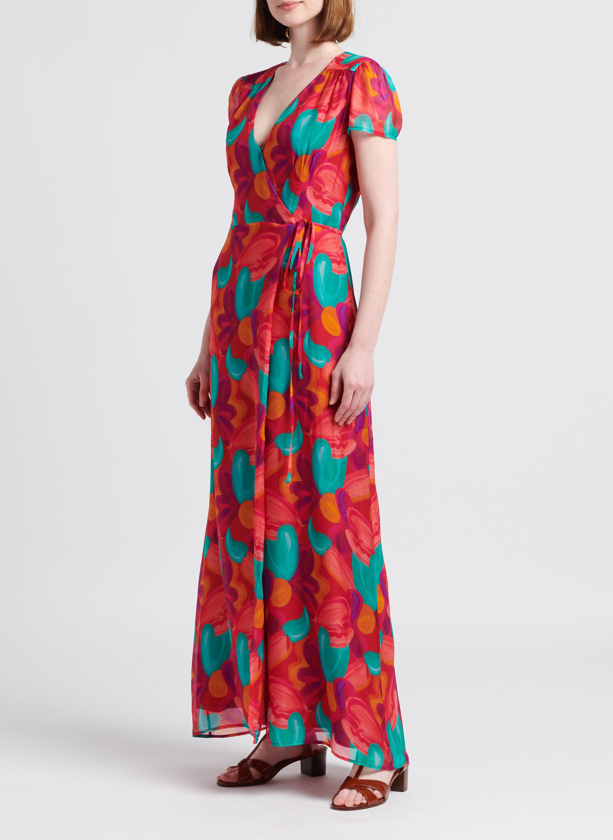 Robe longue portefeuille à imprimé SOI PARIS Multicolore