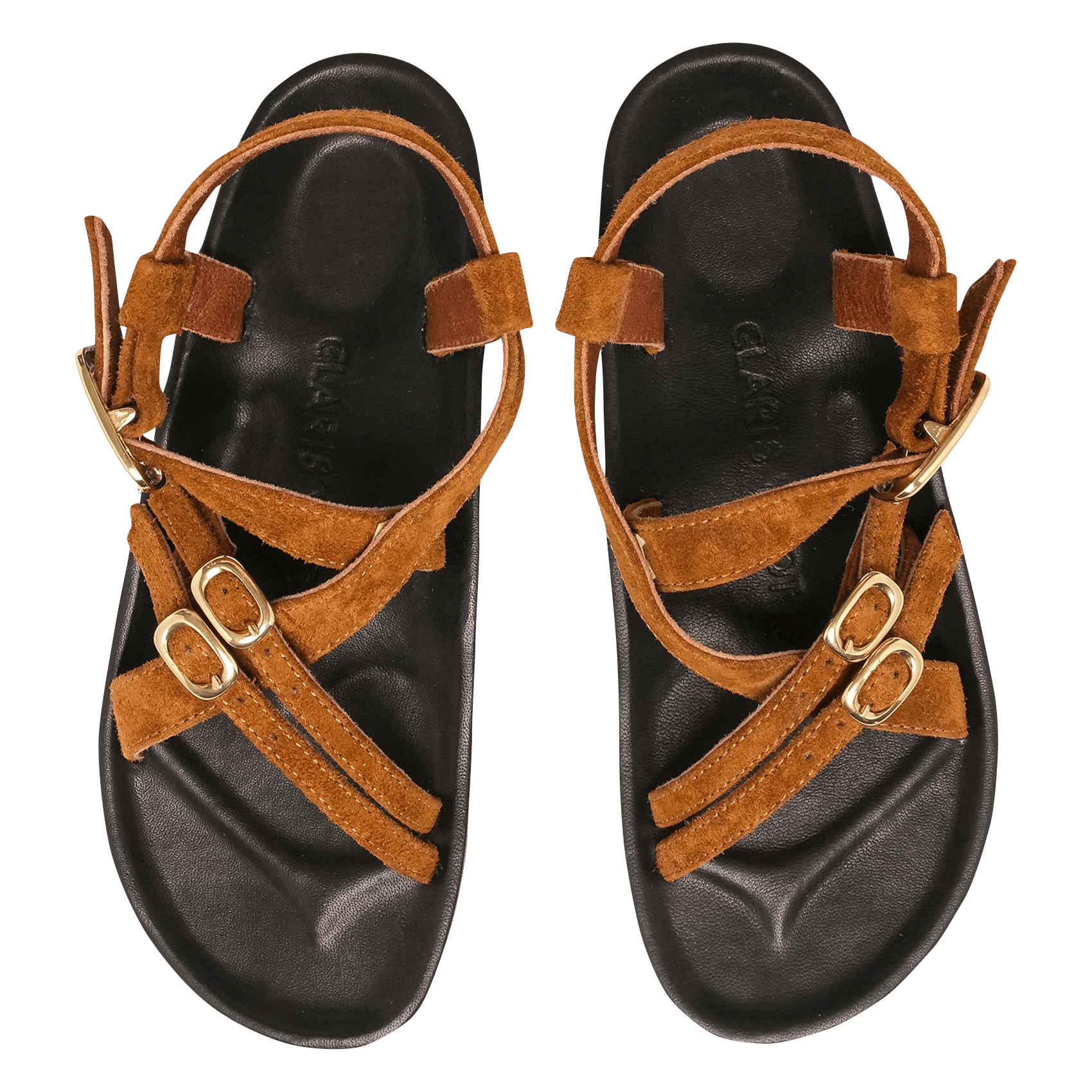 Sandales plates à boucles en cuir CLARIS VIROT Marron